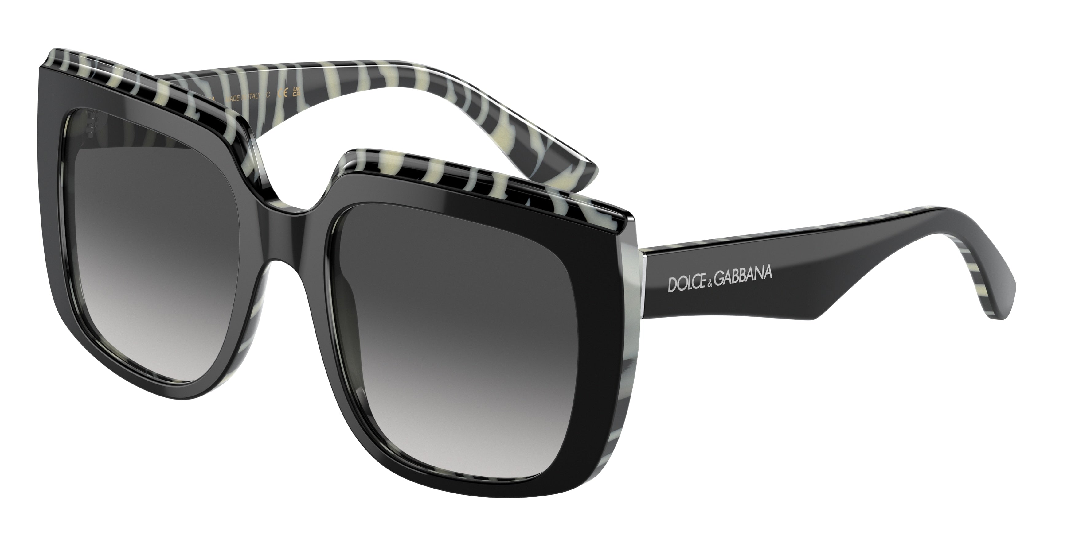 DOLCE & GABBANA DG4414 Square Sunglasses  33728G-Top Black On Zebra 54-145-20 - Color Map Black