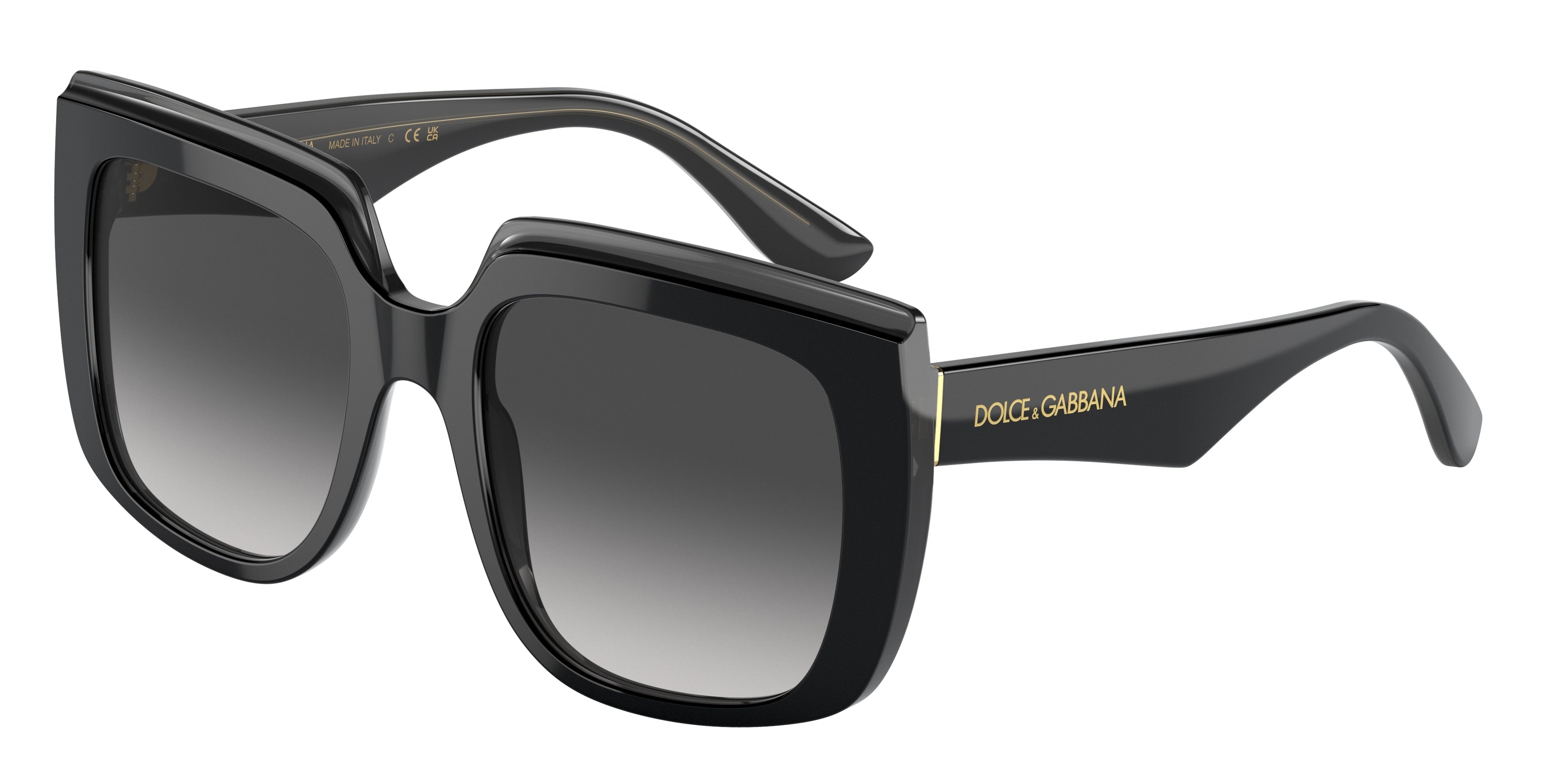 DOLCE & GABBANA DG4414 Square Sunglasses  501/8G-Black On Transparent Black 54-145-20 - Color Map Black