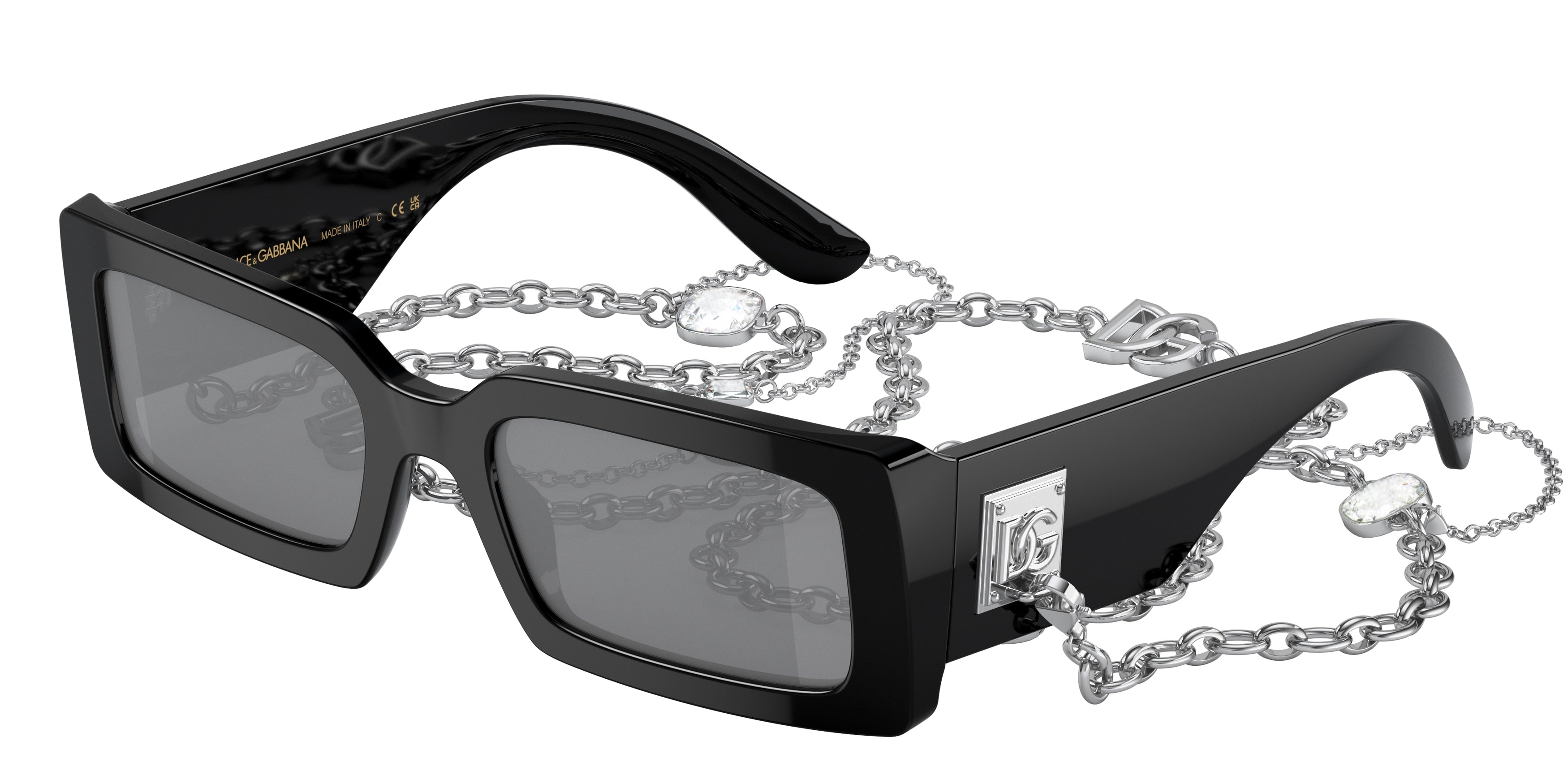 DOLCE & GABBANA DG4416 Rectangle Sunglasses  501/6G-Black 53-140-20 - Color Map Black
