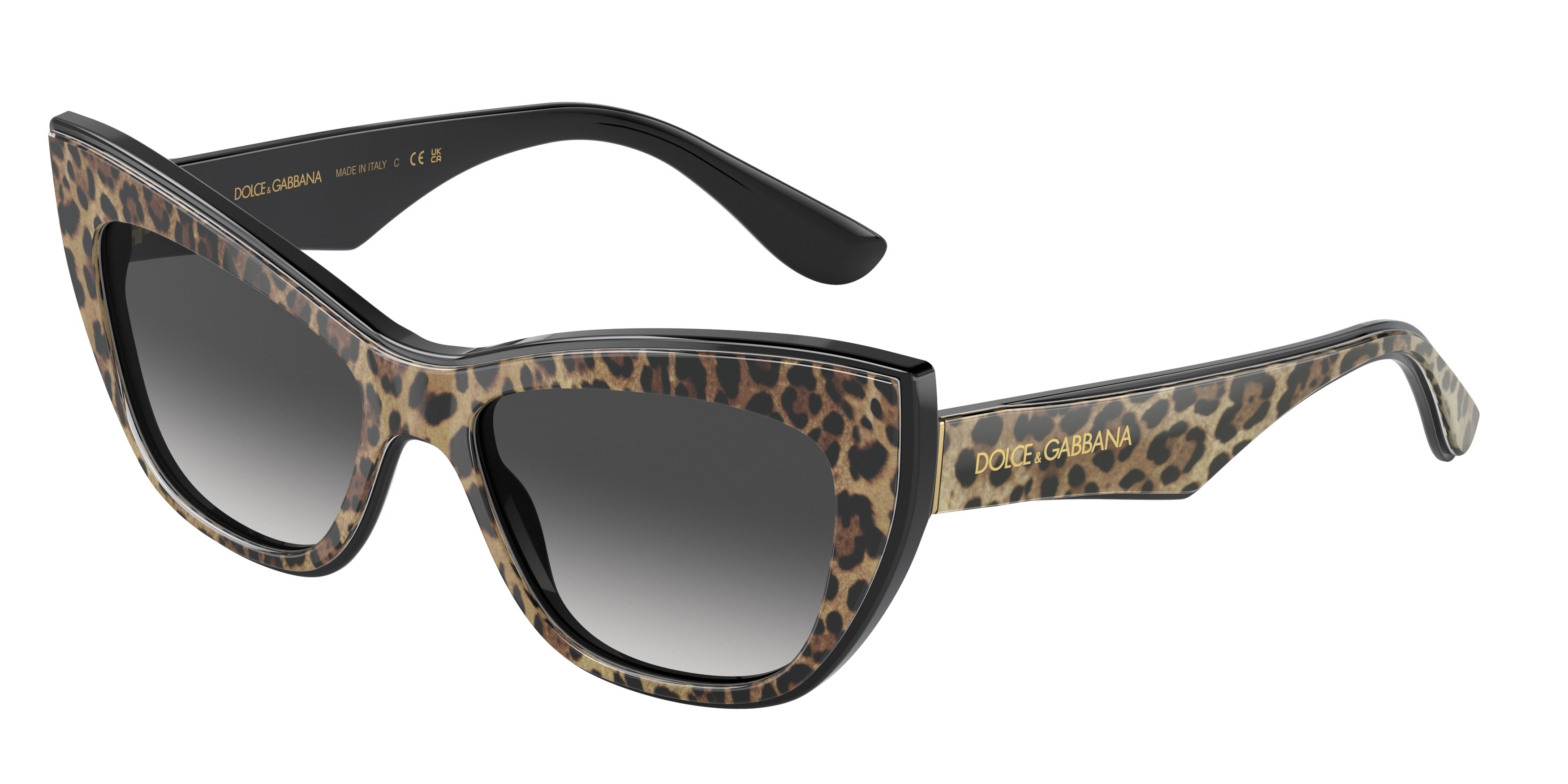 DOLCE & GABBANA DG4417 Cat Eye Sunglasses  31638G-Leo Brown/Black 54-145-17 - Color Map Black