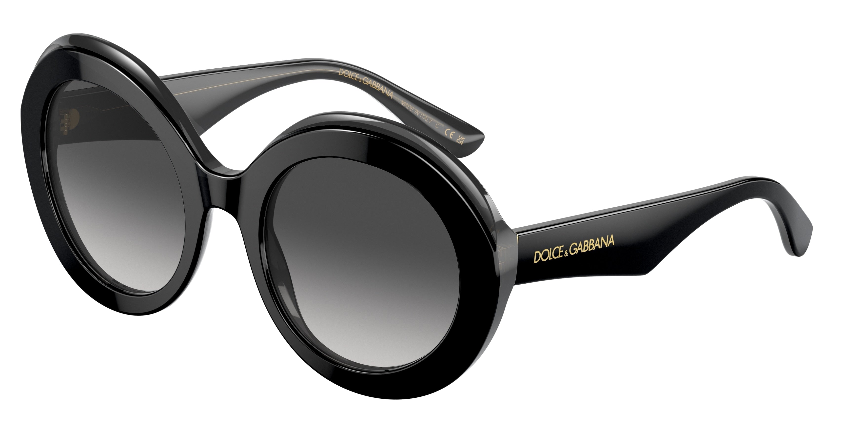 DOLCE & GABBANA DG4418 Round Sunglasses  32468G-Black/Transparent Grey 53-145-22 - Color Map Black