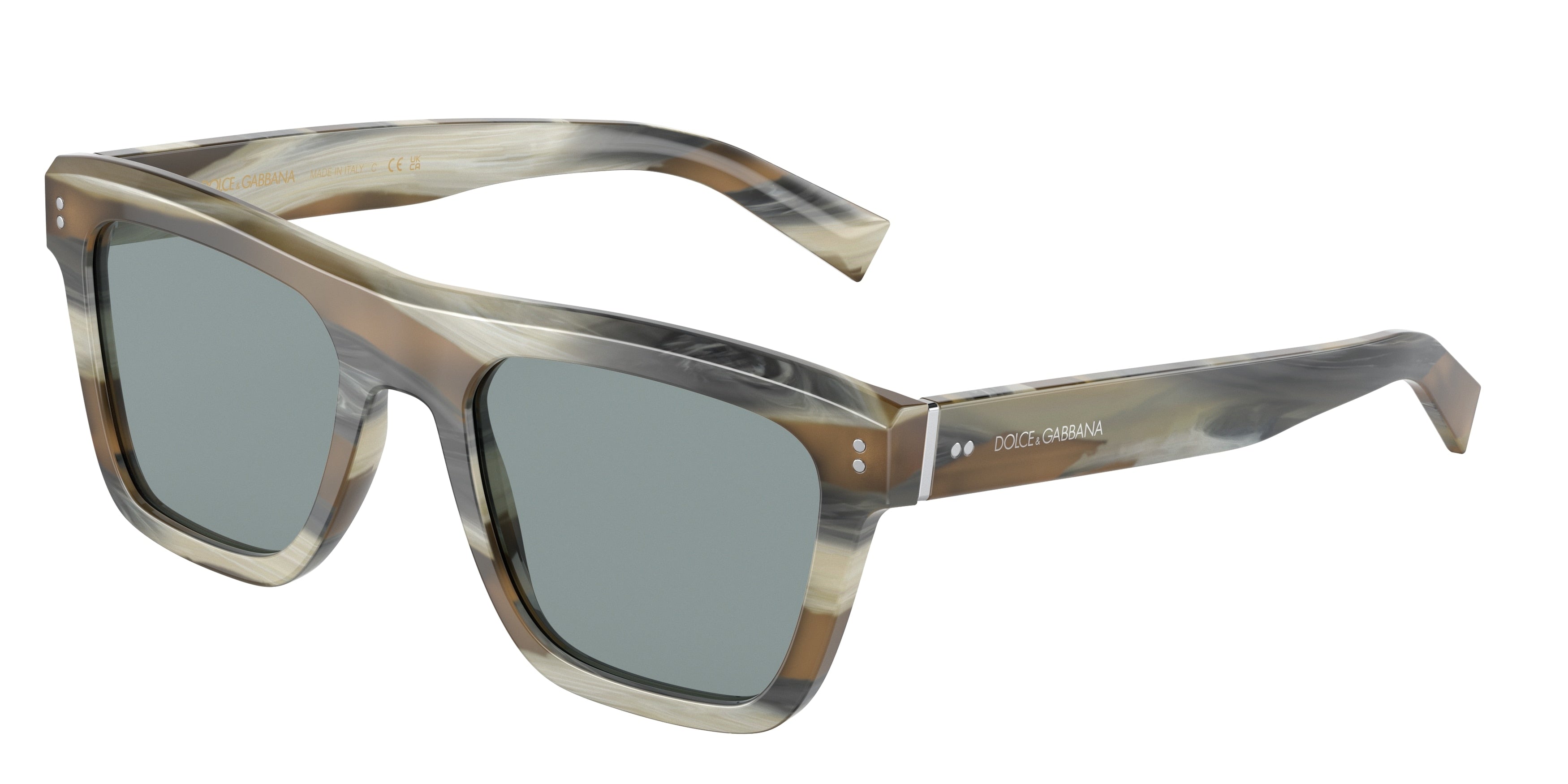 DOLCE & GABBANA DG4420F Square Sunglasses  339087-Grey Horn 52-145-20 - Color Map Grey