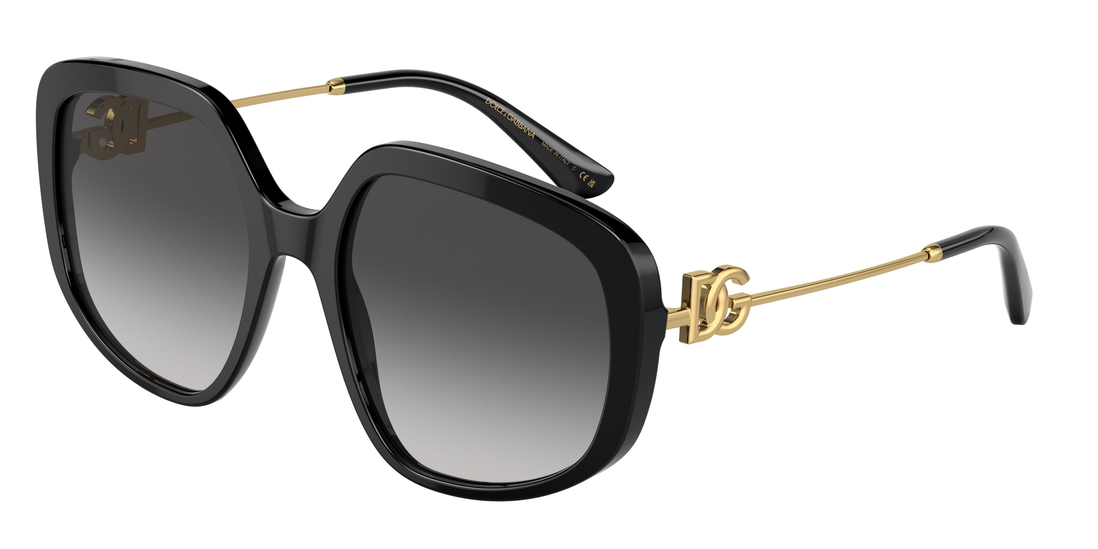 DOLCE & GABBANA DG4421F Irregular Sunglasses  501/8G-Black 57-145-20 - Color Map Black