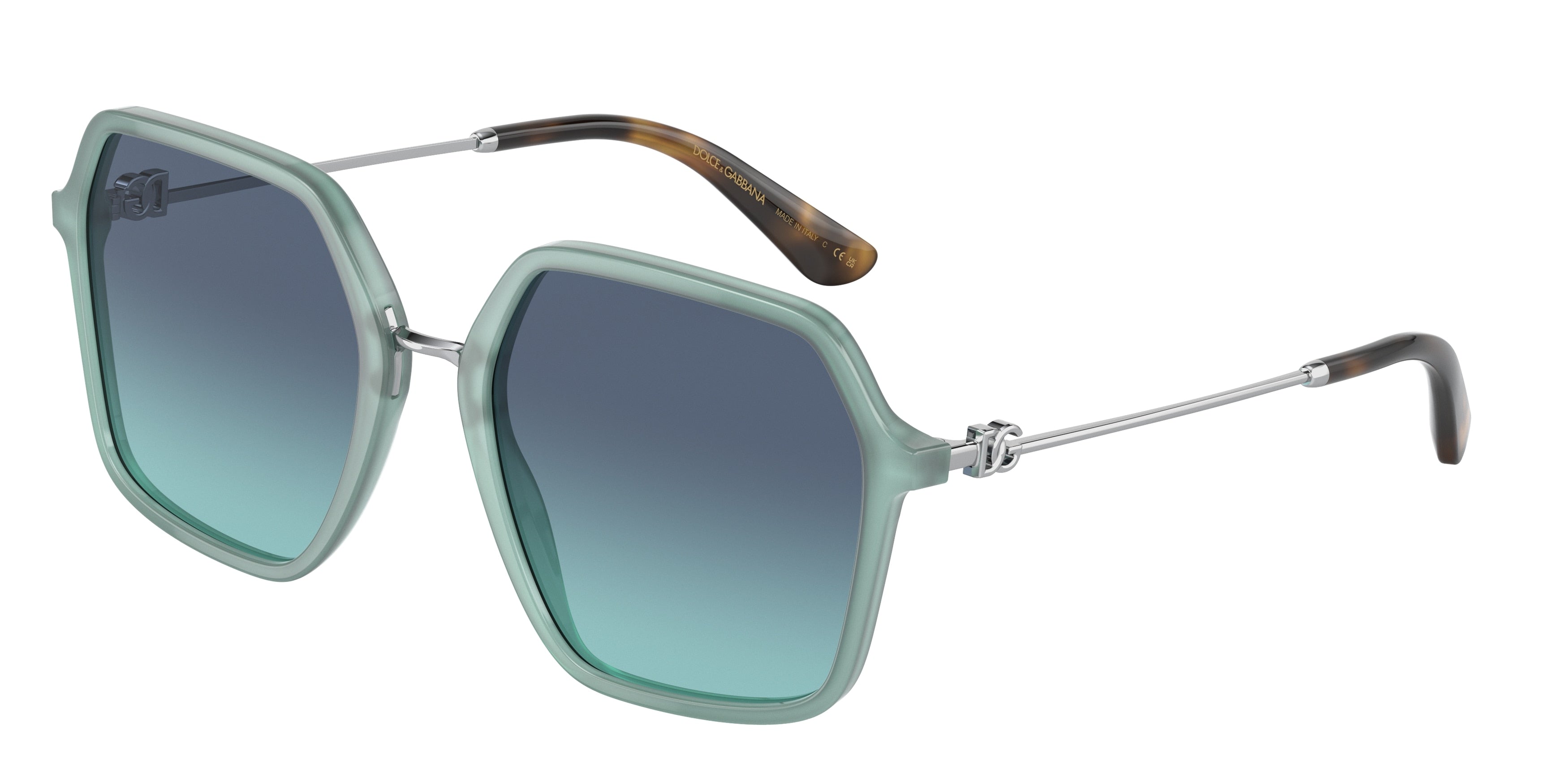 DOLCE & GABBANA DG4422F Square Sunglasses  33834S-Opal Petroleum 56-145-20 - Color Map Green