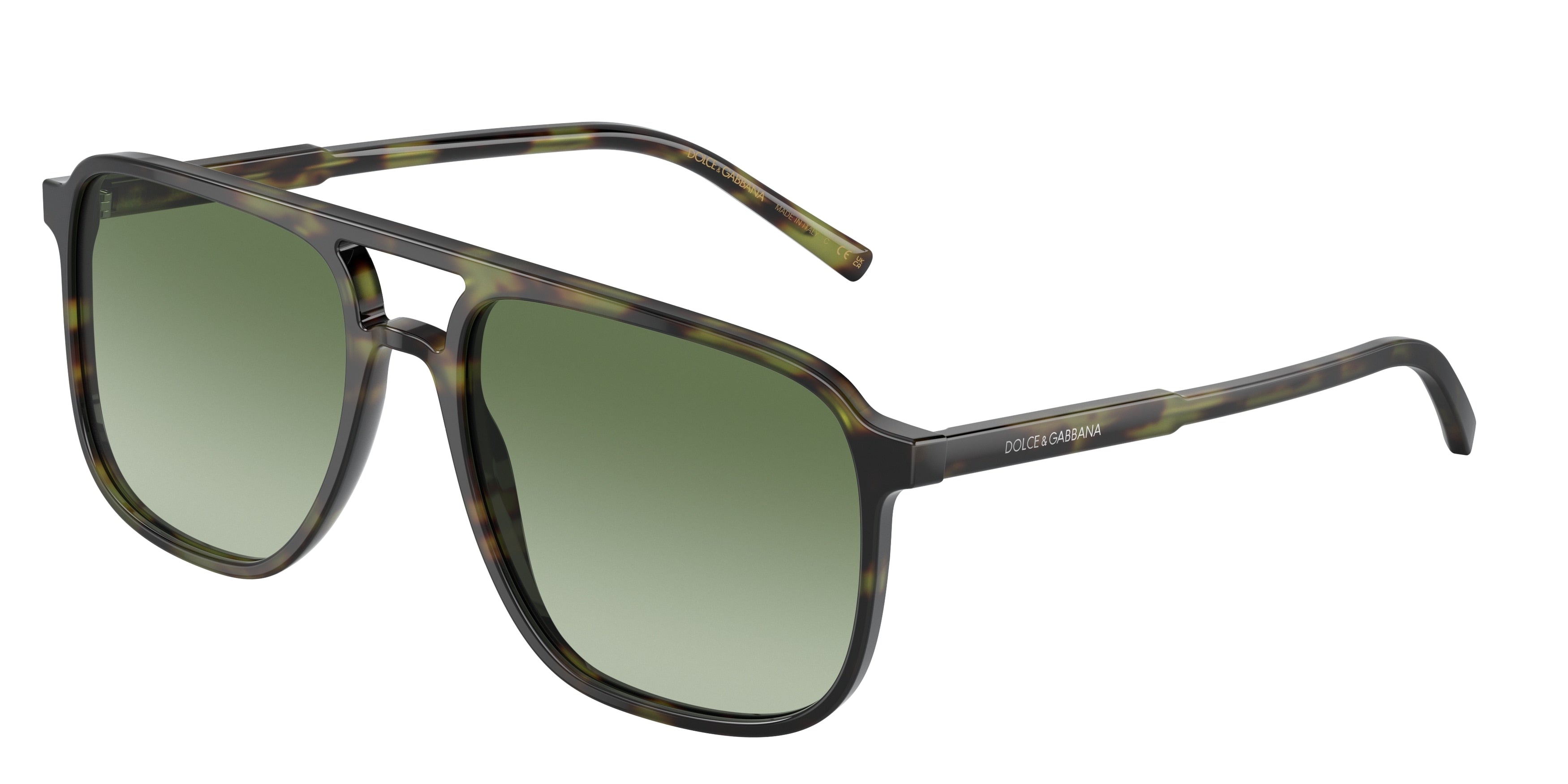 DOLCE & GABBANA DG4423 Pilot Sunglasses  17358E-Green Havana 58-145-18 - Color Map Green