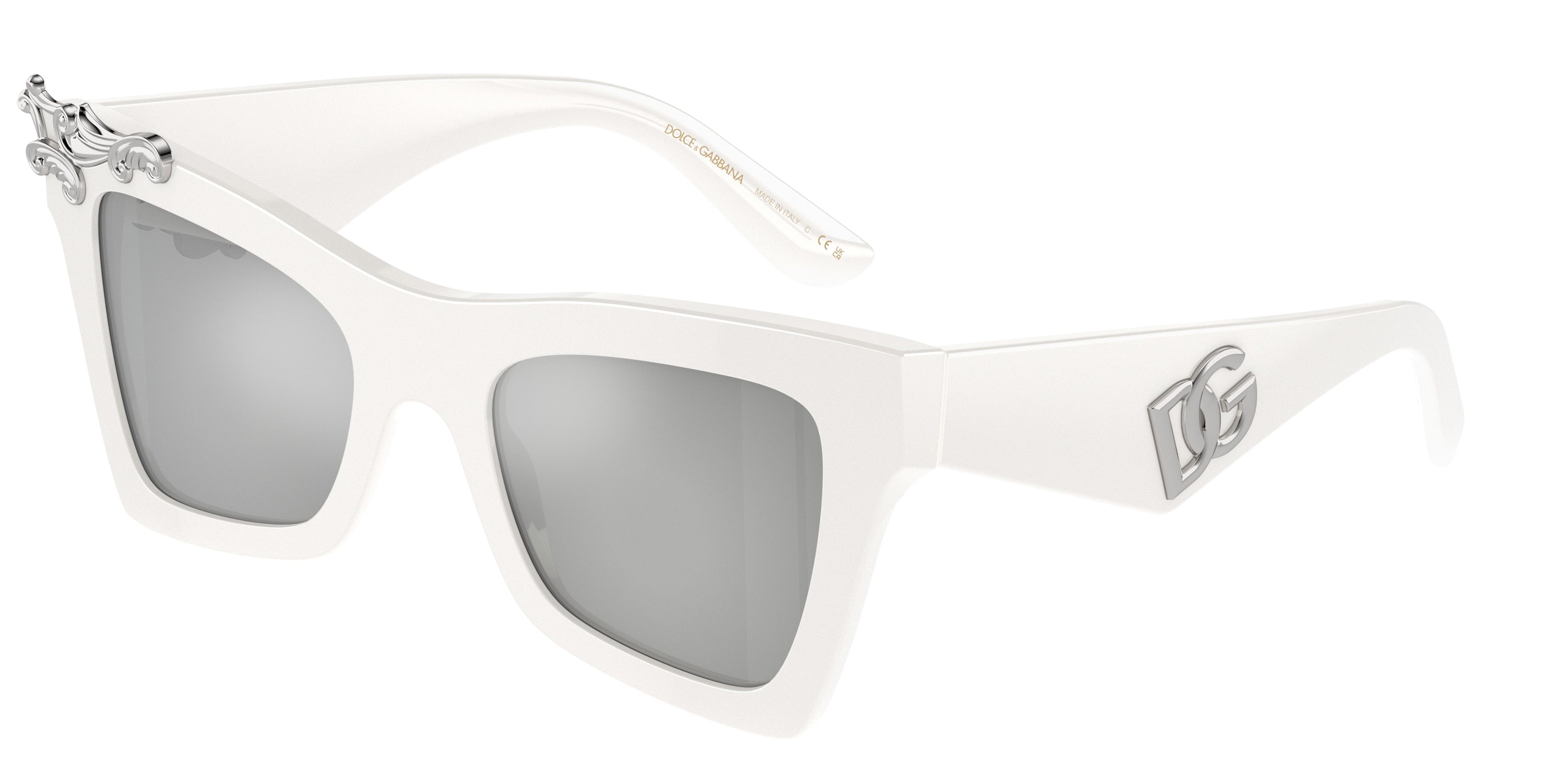 DOLCE & GABBANA DG4434 Cat Eye Sunglasses  33128V-White 51-145-21 - Color Map White