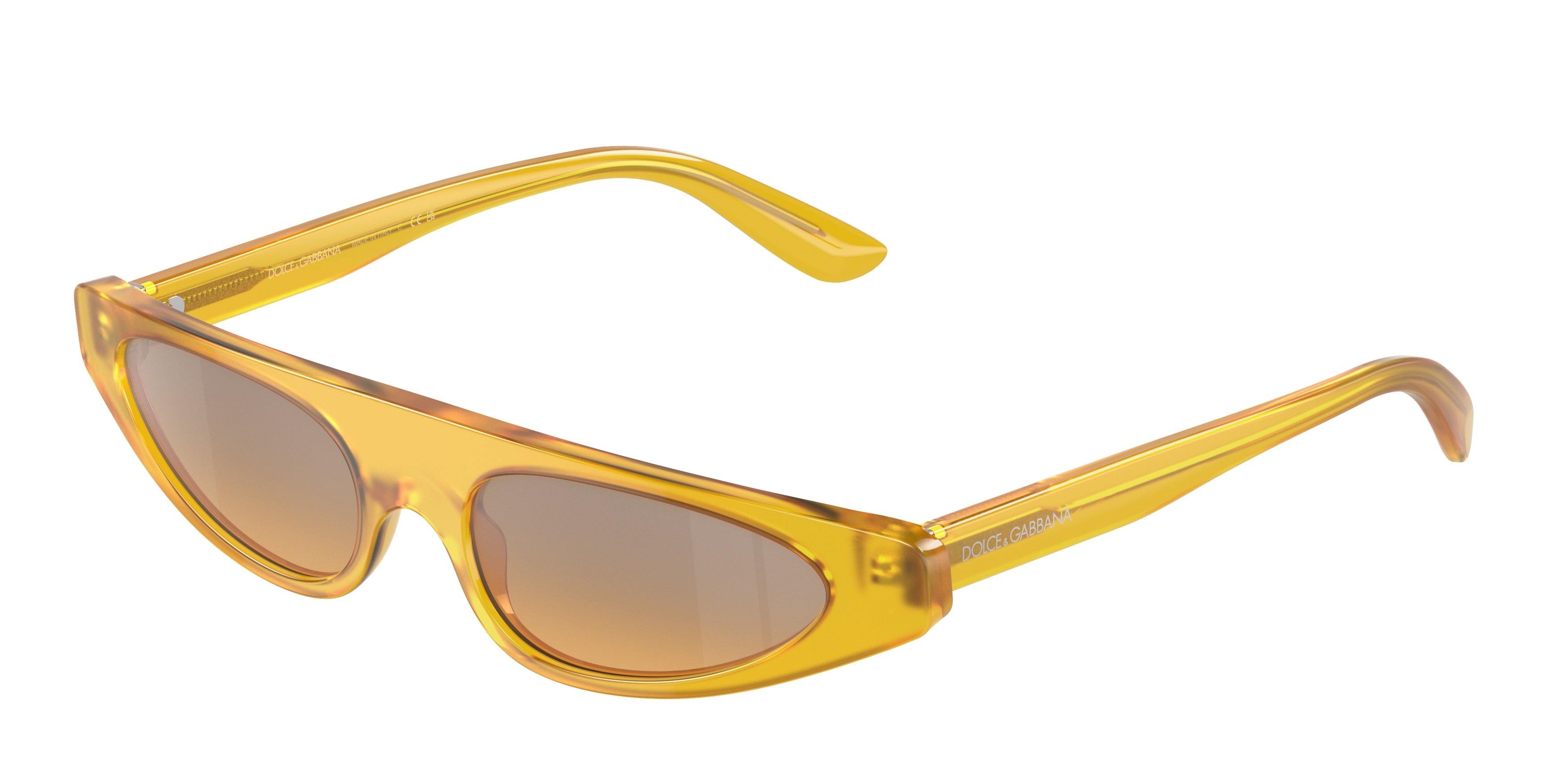 DOLCE & GABBANA DG4442 Rectangle Sunglasses  32837H-Milky Yellow 51-140-17 - Color Map Orange Mirror Silver Gradient