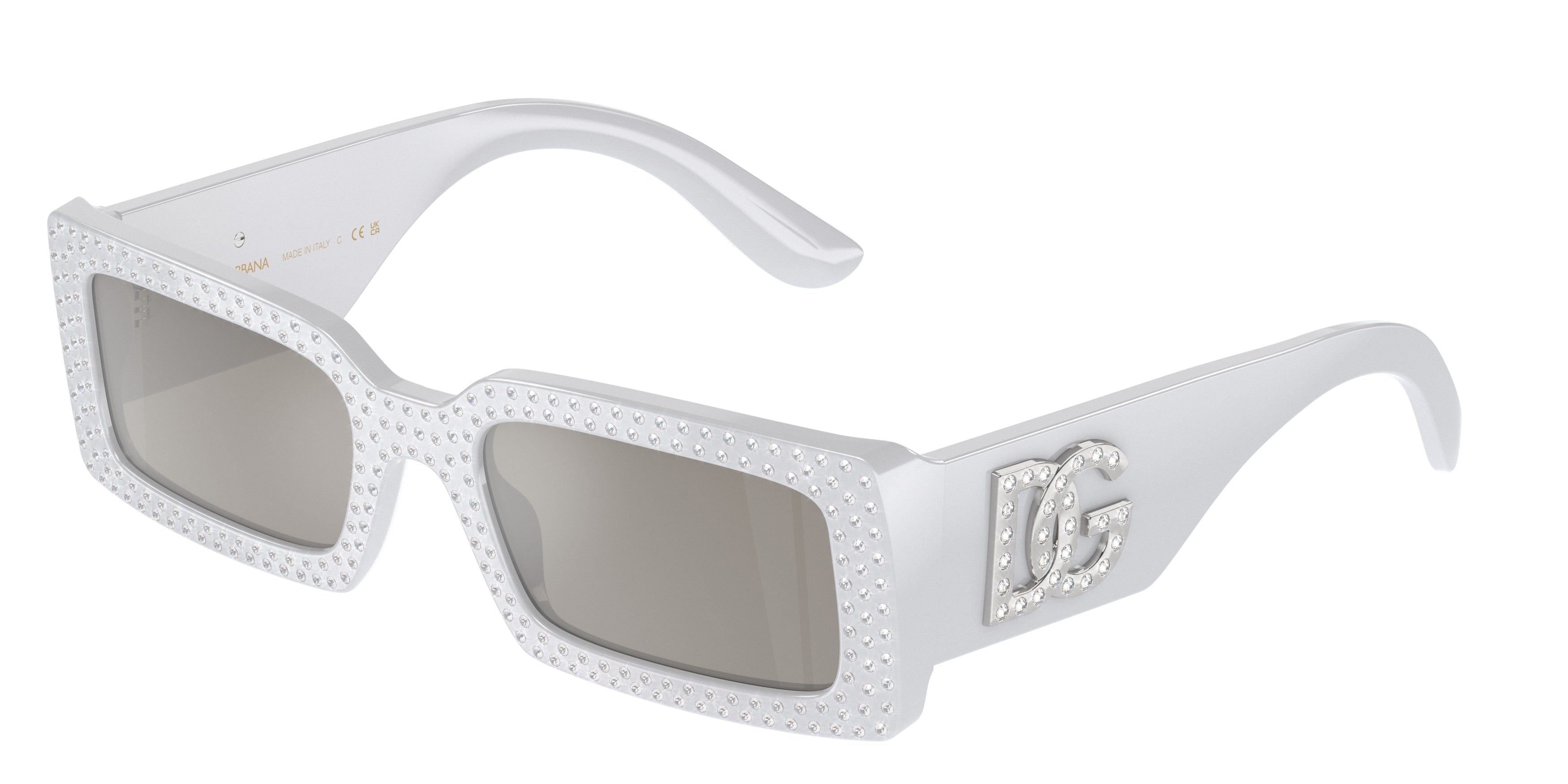 DOLCE & GABBANA DG4447B Rectangle Sunglasses  34186G-Light Grey 52-140-20 - Color Map Grey
