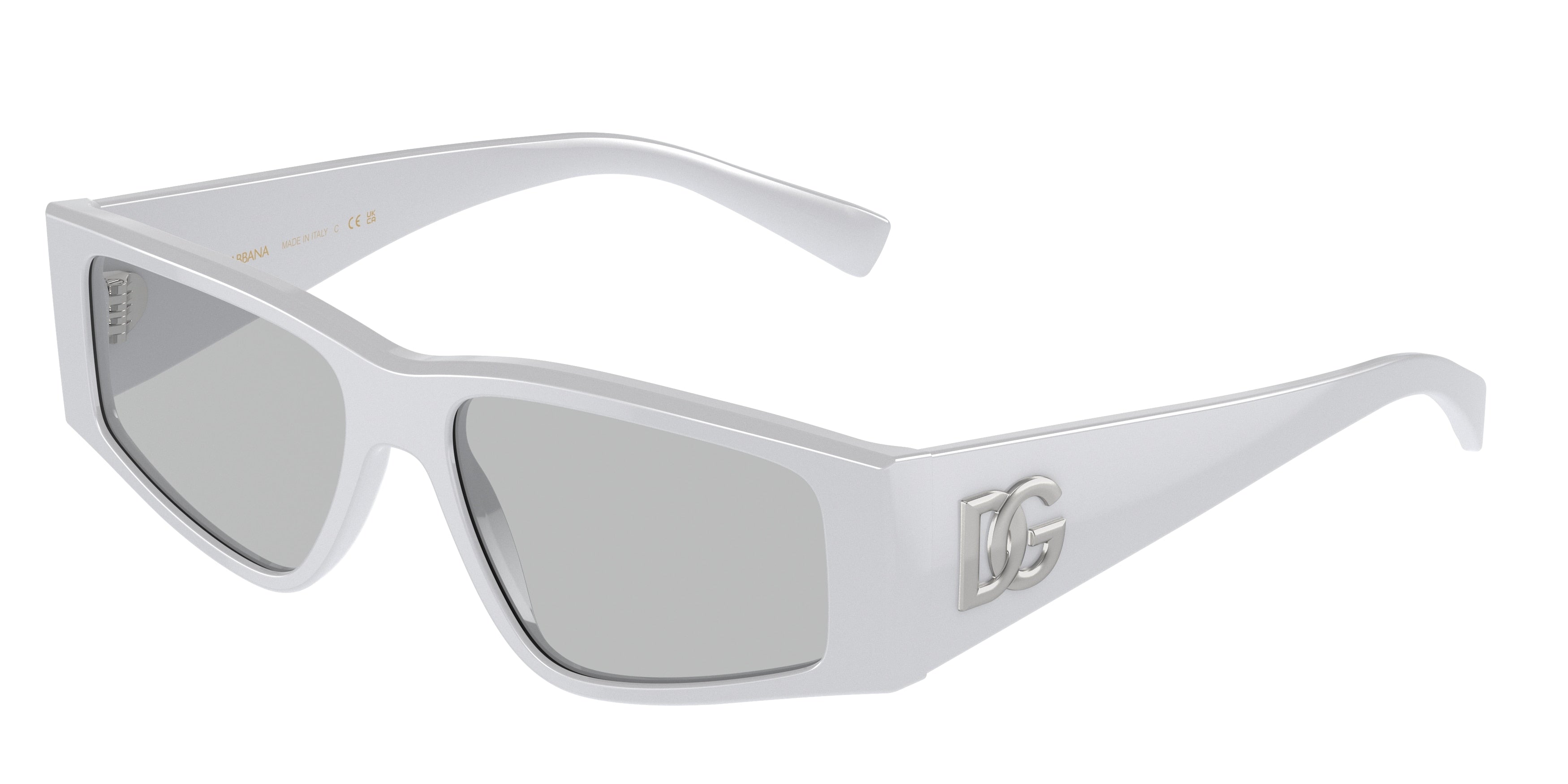 DOLCE & GABBANA DG4453F Rectangle Sunglasses  341887-Light Grey 55-145-16 - Color Map Grey