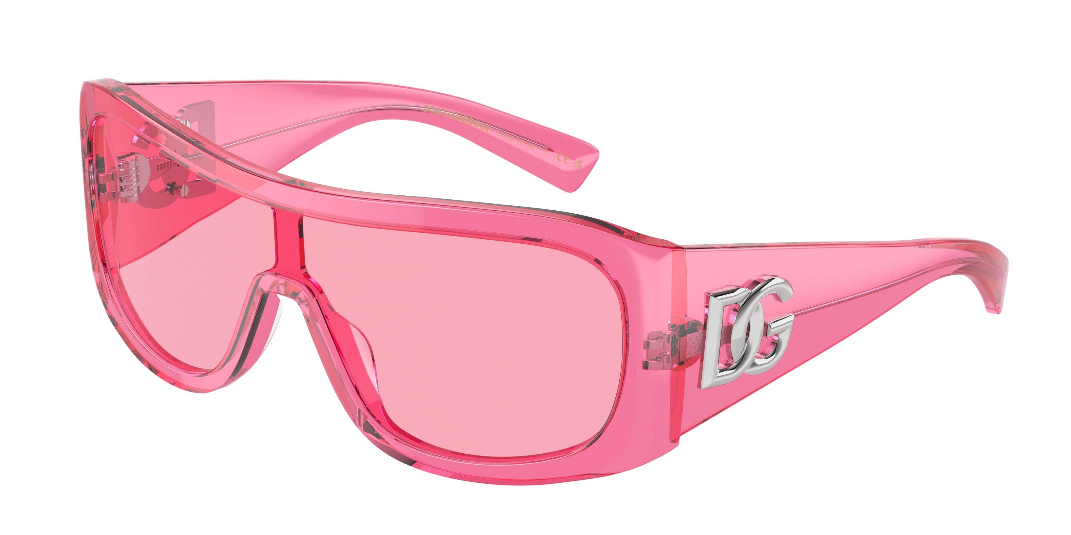 DOLCE & GABBANA DG4454 Rectangle Sunglasses  314884-Pink Transparent 30-130-130 - Color Map Pink