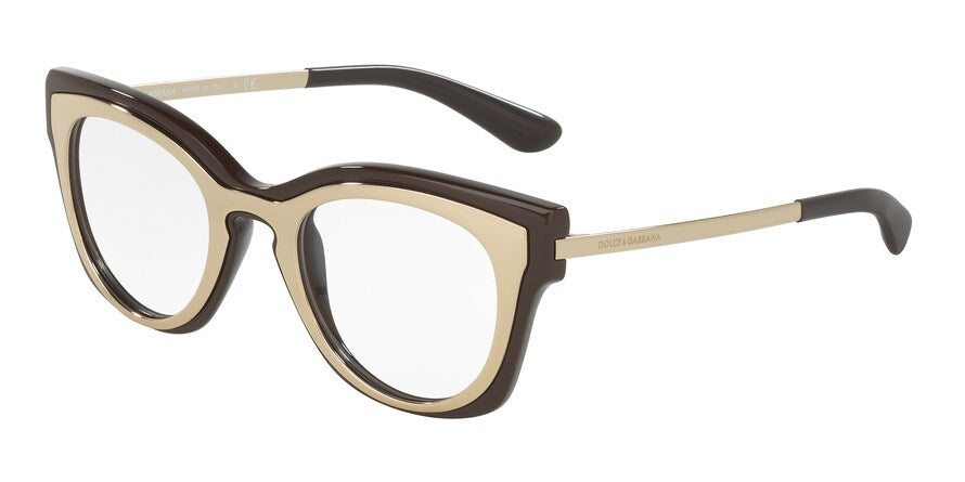 DOLCE & GABBANA DG5020 Cat Eye Eyeglasses  3042-PALE GOLD/CHOCOLATE 48-21-140 - Color Map gold