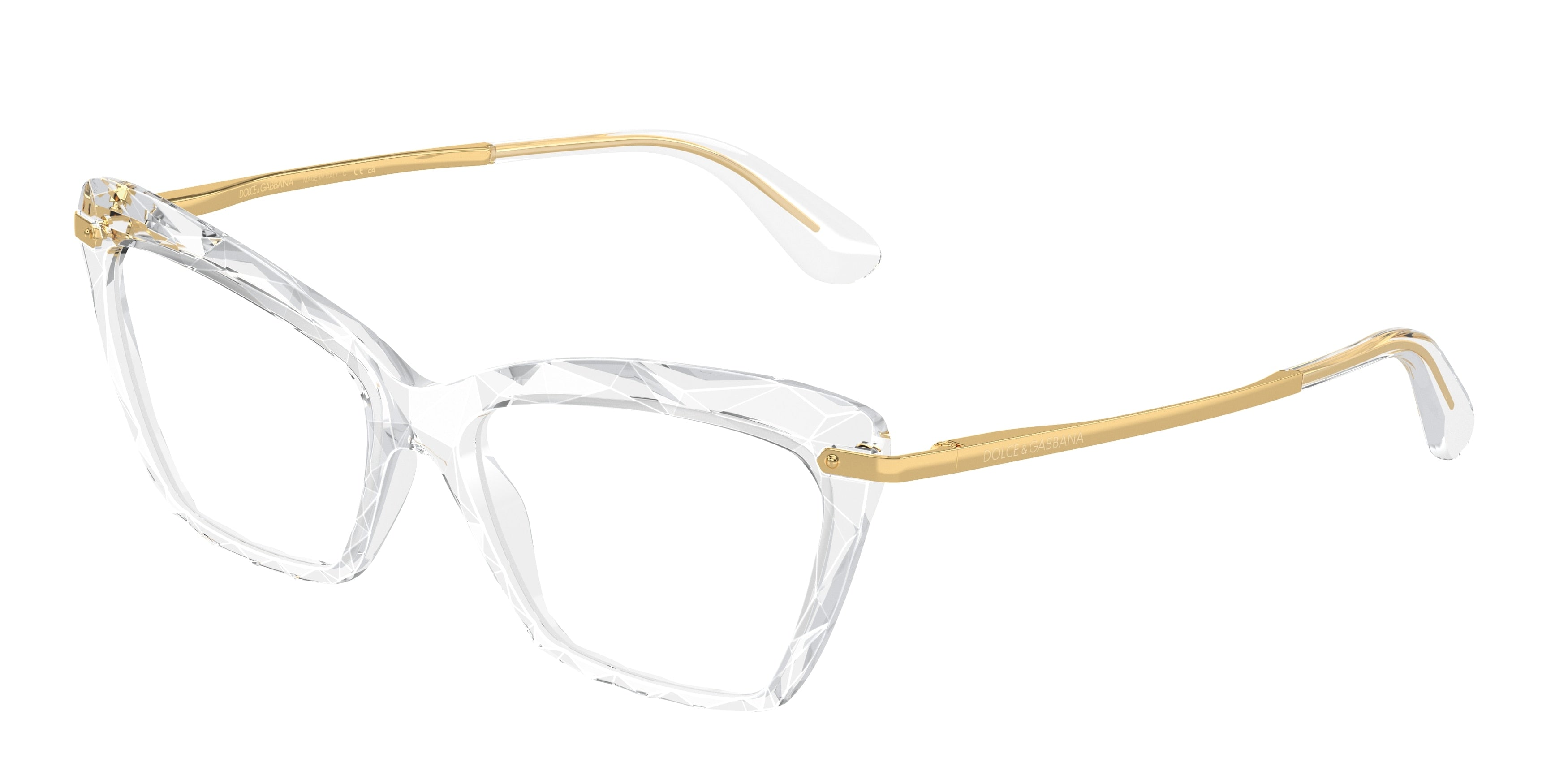 DOLCE & GABBANA DG5025 Cat Eye Eyeglasses  3133-Crystal 53-140-15 - Color Map White