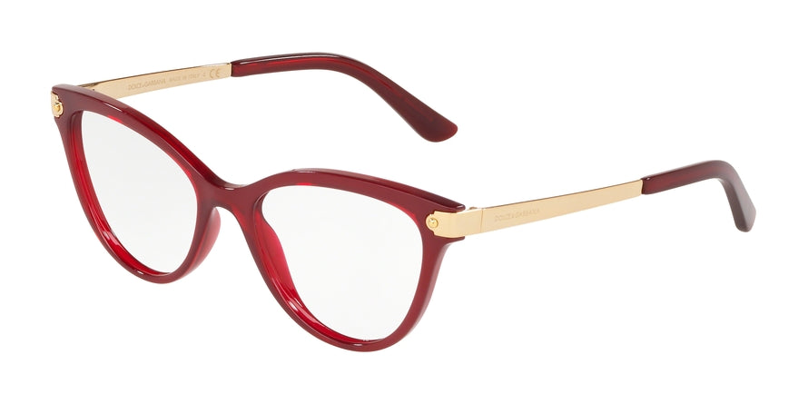 DOLCE & GABBANA DG5042 Cat Eye Eyeglasses  1551-TRANSPARENT BORDEAUX 52-17-140 - Color Map red