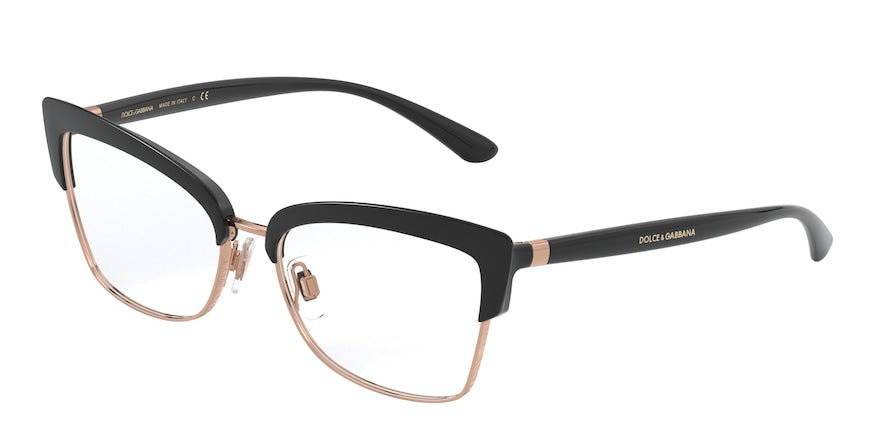 DOLCE & GABBANA DG5045 Butterfly Eyeglasses  501-BLACK/PINK GOLD 55-16-140 - Color Map black