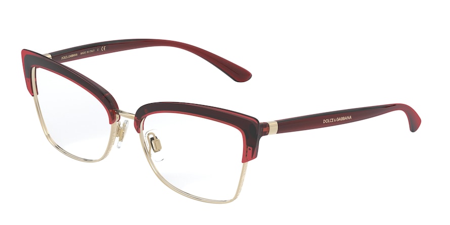 DOLCE & GABBANA DG5045 Butterfly Eyeglasses  550-TRANSPARENT RED 55-16-140 - Color Map red
