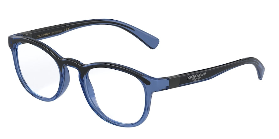 DOLCE & GABBANA DG5049 Rectangle Eyeglasses  3258-TRANSPARENT BLUE/BLACK 51-22-145 - Color Map blue