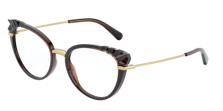 DOLCE & GABBANA DG5051 Cat Eye Eyeglasses  3159-TRANSPARENT BROWN 53-19-140 - Color Map brown