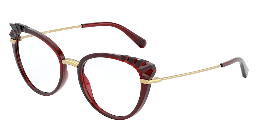 DOLCE & GABBANA DG5051 Cat Eye Eyeglasses  550-TRANSPARENT RED 53-19-140 - Color Map bordeaux