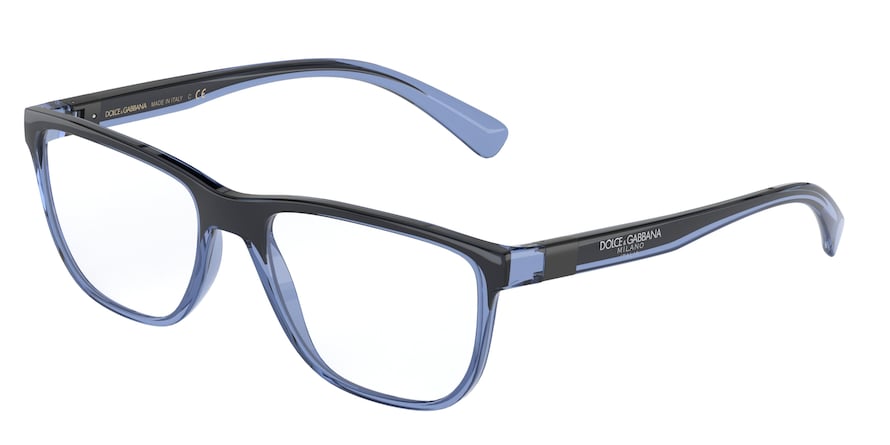 DOLCE & GABBANA DG5053 Rectangle Eyeglasses  3258-TRANSPARENT BLUE/BLACK 56-18-145 - Color Map blue