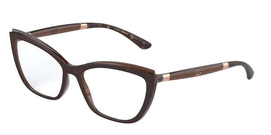 DOLCE & GABBANA DG5054 Cat Eye Eyeglasses  3185-HAVANA ON TRANSPARENT BROWN 56-17-145 - Color Map havana