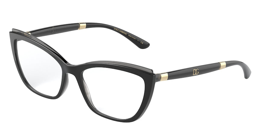 DOLCE & GABBANA DG5054 Cat Eye Eyeglasses  3246-BLACK ON TRANSPARENT GREY 56-17-145 - Color Map black