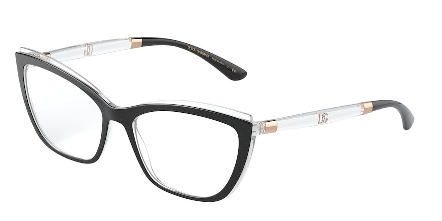 DOLCE & GABBANA DG5054 Cat Eye Eyeglasses  675-BLACK ON CRYSTAL 56-17-145 - Color Map black