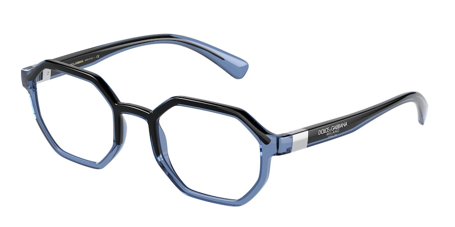 DOLCE & GABBANA DG5068 Irregular Eyeglasses  3258-TRANSPARENT BLUE/BLACK 51-22-145 - Color Map blue