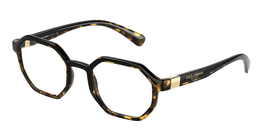 DOLCE & GABBANA DG5068 Irregular Eyeglasses  3306-HAVANA/BLACK 51-22-145 - Color Map havana