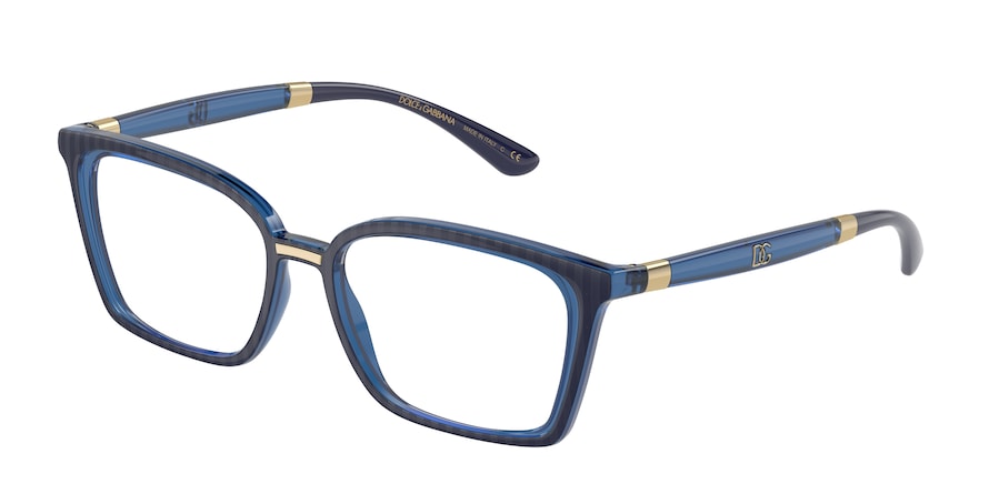 DOLCE & GABBANA DG5081 Pillow Eyeglasses  3324-CHEVRON/TRANSPARENT BLUE 52-16-145 - Color Map blue