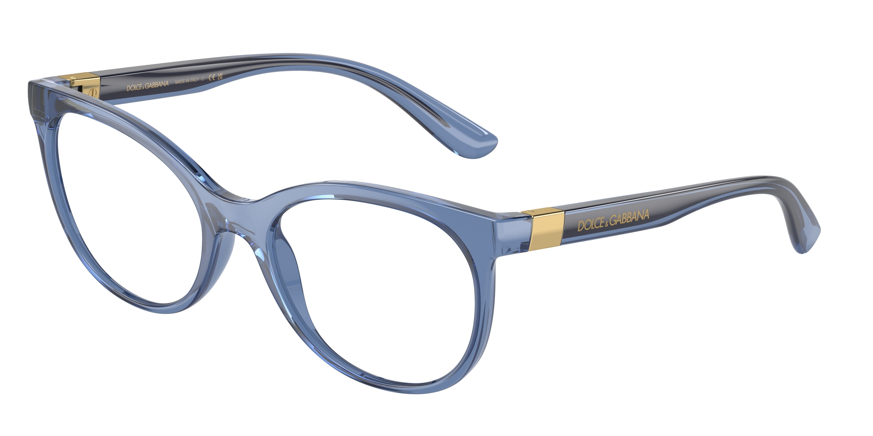 DOLCE & GABBANA DG5084 Cat Eye Eyeglasses  3398-Transparent Blue 53-145-19 - Color Map Blue