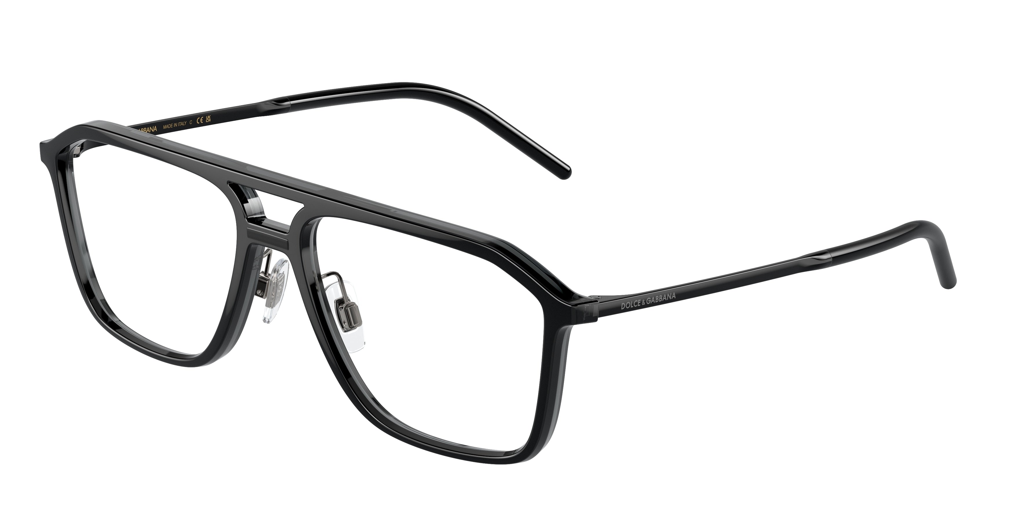 DOLCE & GABBANA DG5107 Pilot Eyeglasses  501-Black 55-145-16 - Color Map Black