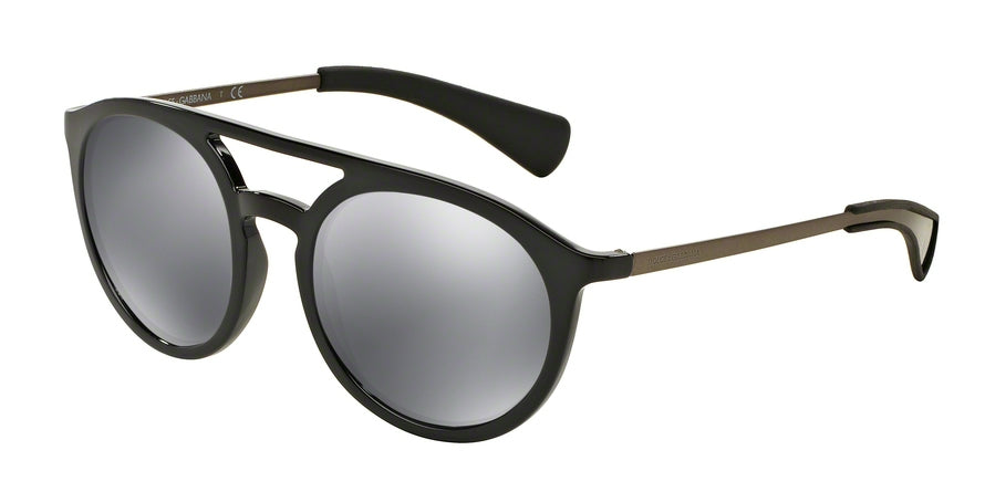 DOLCE & GABBANA DG6101 Round Sunglasses  501/6G-BLACK/MATTE GUNMETAL 53-21-145 - Color Map black