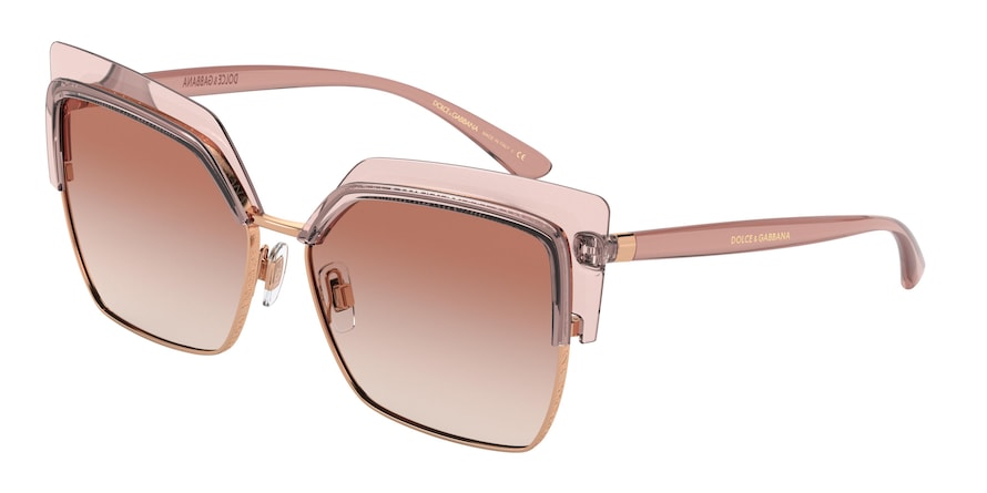 DOLCE & GABBANA DG6126 Butterfly Sunglasses  314813-TRANSPARENT PINK/PINK GOLD 60-15-140 - Color Map pink