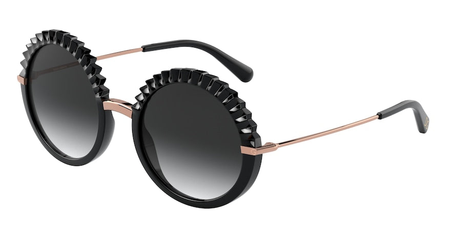 DOLCE & GABBANA DG6130 Round Sunglasses  501/8G-BLACK 52-22-140 - Color Map black