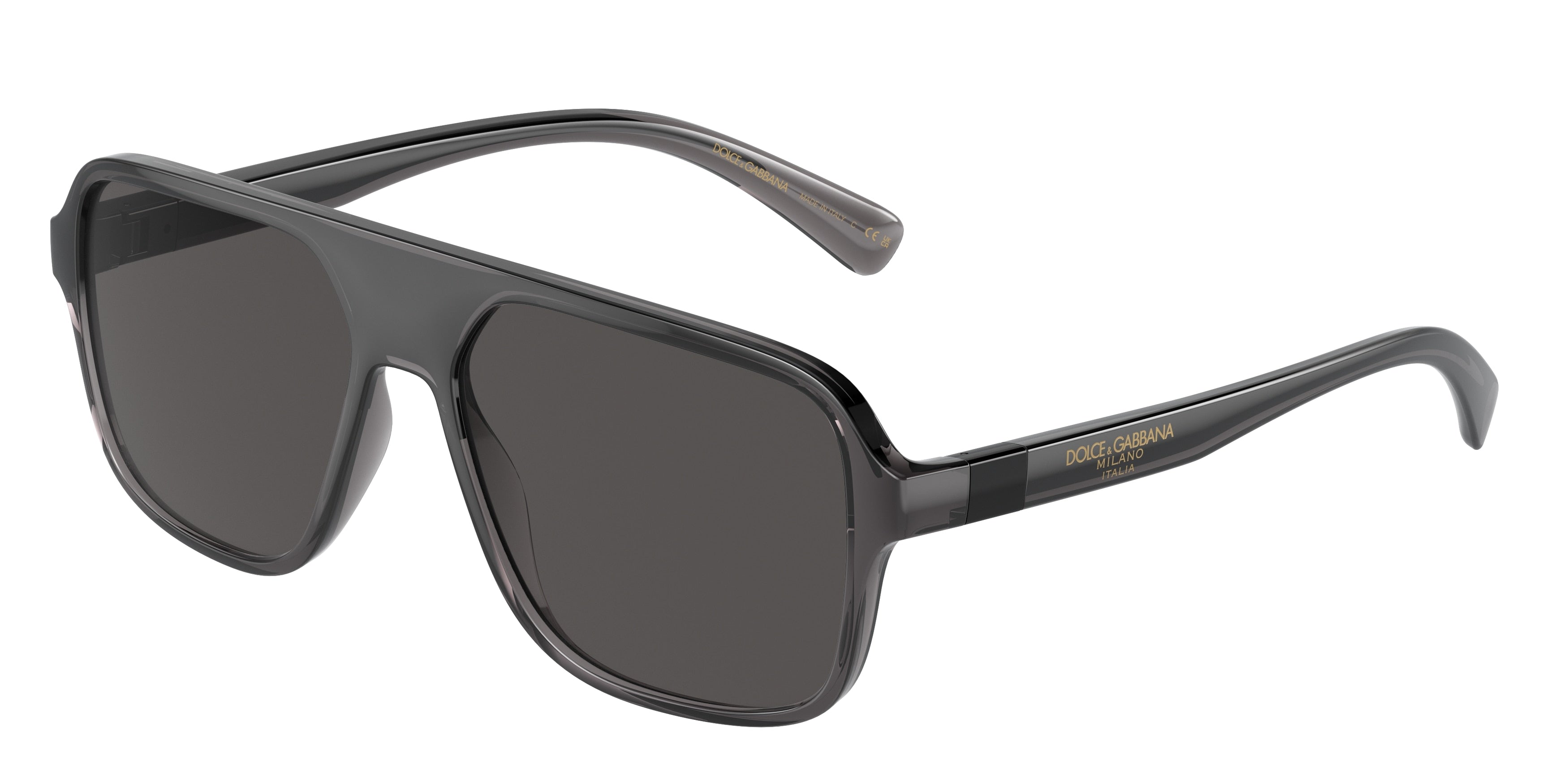 DOLCE & GABBANA DG6134 Square Sunglasses  325787-Transparent Grey/Black 57-145-16 - Color Map Grey