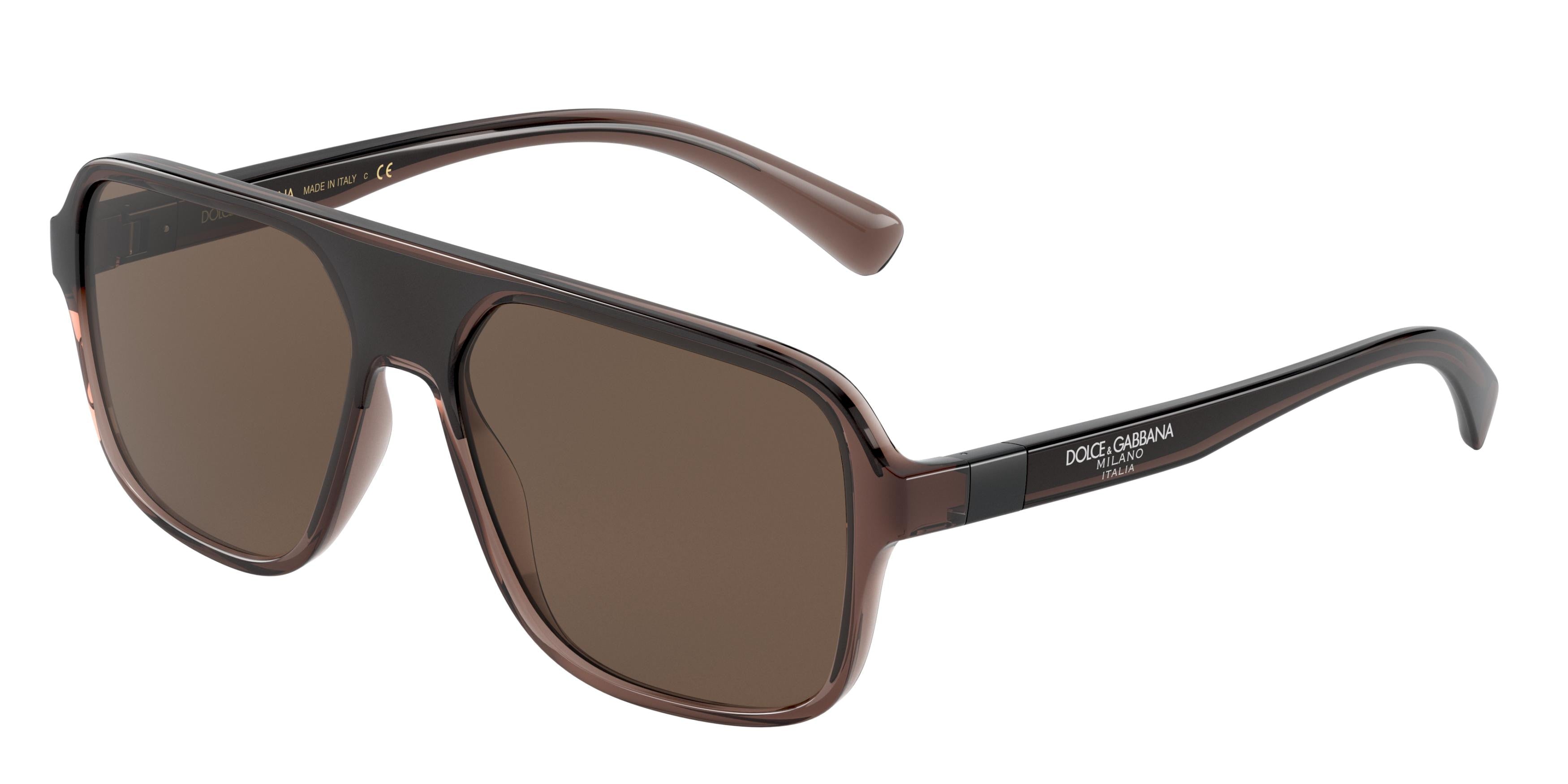 DOLCE & GABBANA DG6134 Square Sunglasses  325973-Transparent Brown/Black 57-145-16 - Color Map Brown