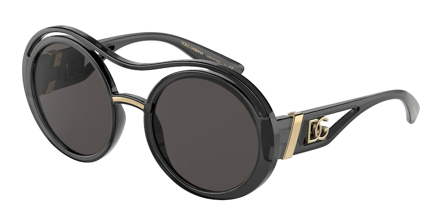 DOLCE & GABBANA DG6142 Round Sunglasses  329187-TRANSPARENT GREY 53-21-135 - Color Map grey