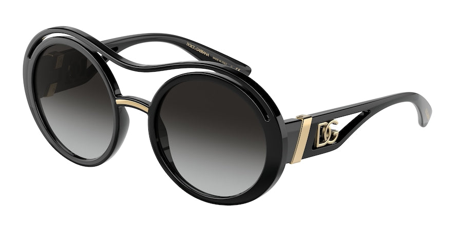 DOLCE & GABBANA DG6142 Round Sunglasses  501/8G-BLACK 53-21-135 - Color Map black