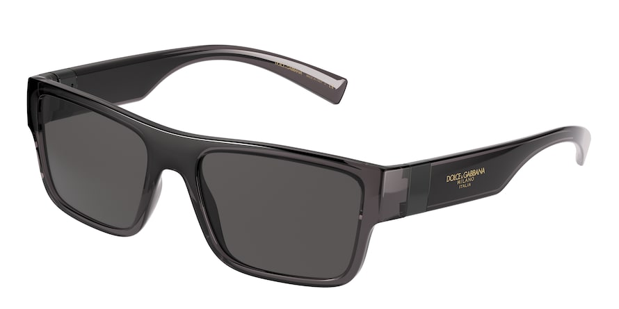 DOLCE & GABBANA DG6149 Rectangle Sunglasses  325787-TRANSPARENT GREY/BLACK 56-18-145 - Color Map grey