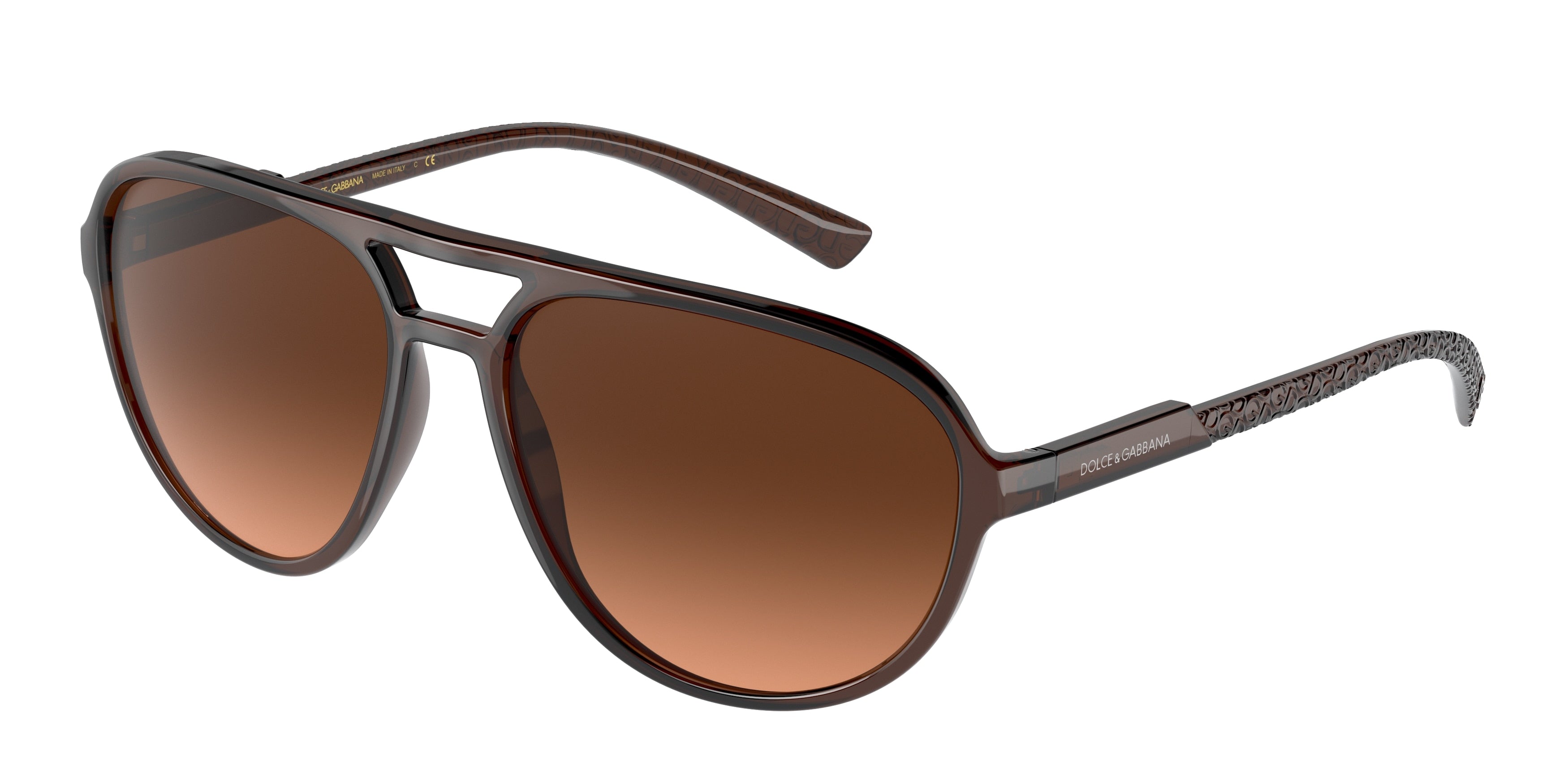 DOLCE & GABBANA DG6150 Pilot Sunglasses  329578-Transparent Tobacco 59-145-17 - Color Map Brown