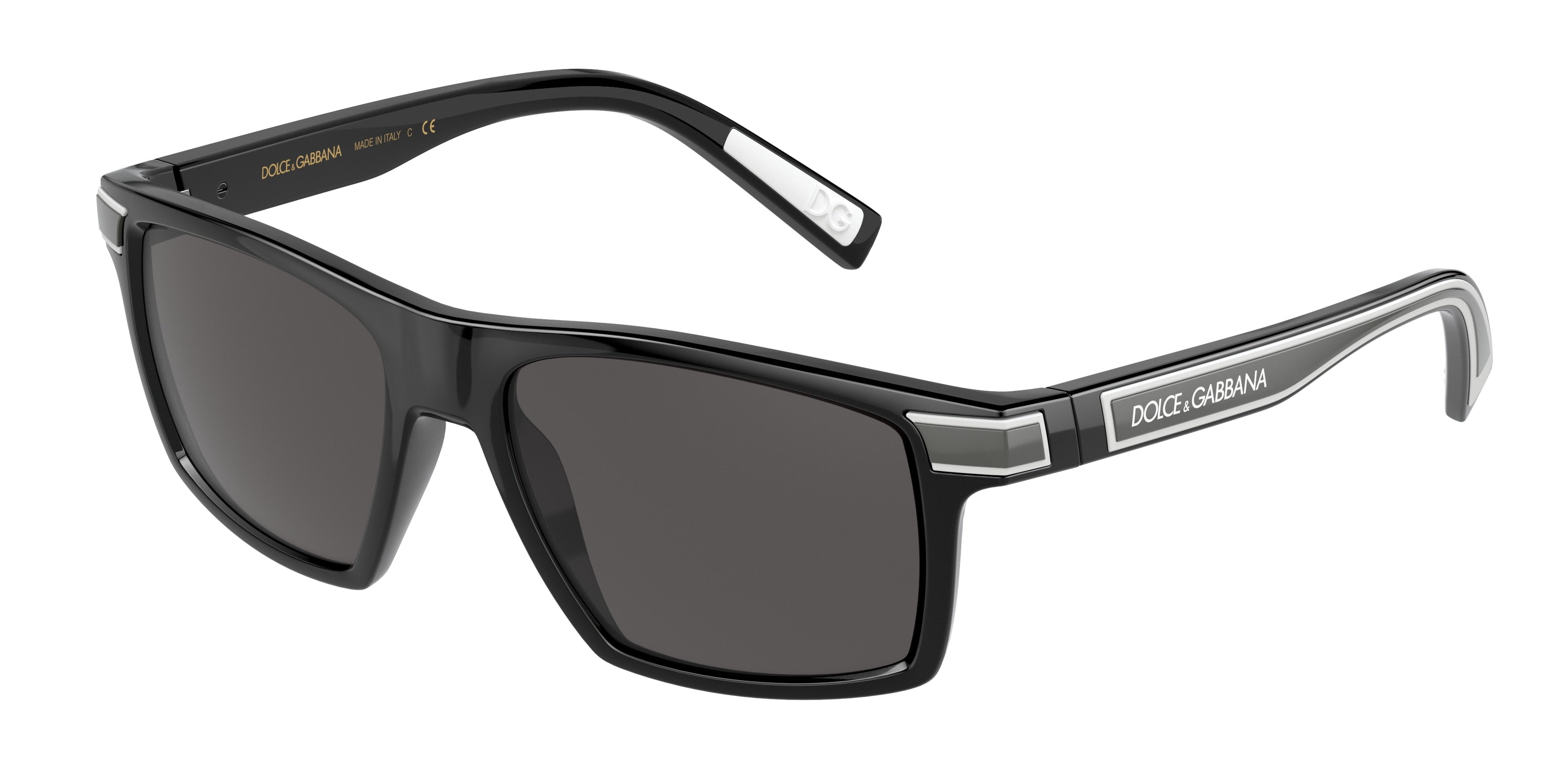 DOLCE & GABBANA DG6160 Rectangle Sunglasses  501/87-Black 53-145-17 - Color Map Black