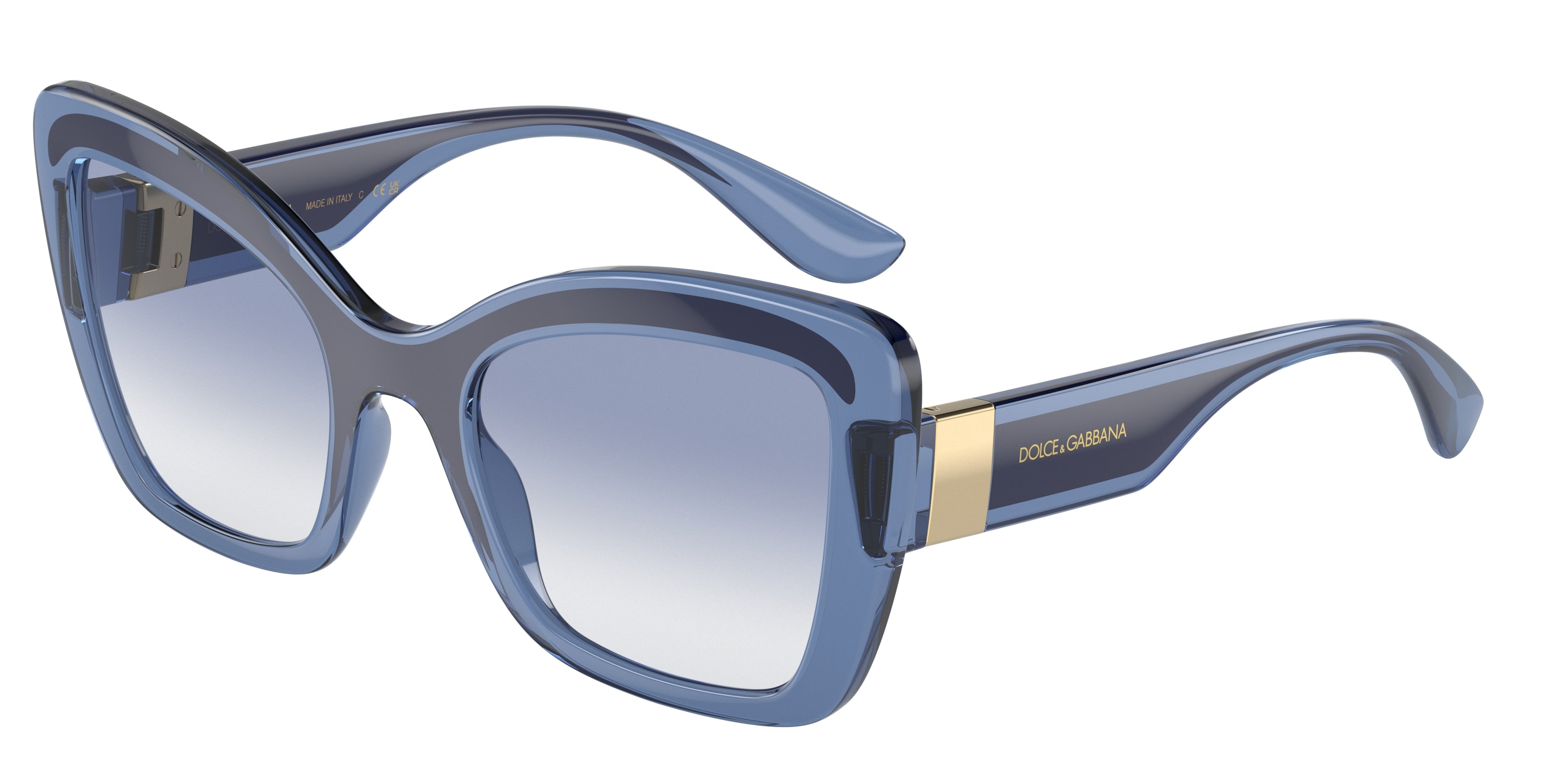 DOLCE & GABBANA DG6170 Butterfly Sunglasses  304819-Light Blue/Blue 52-145-22 - Color Map Blue