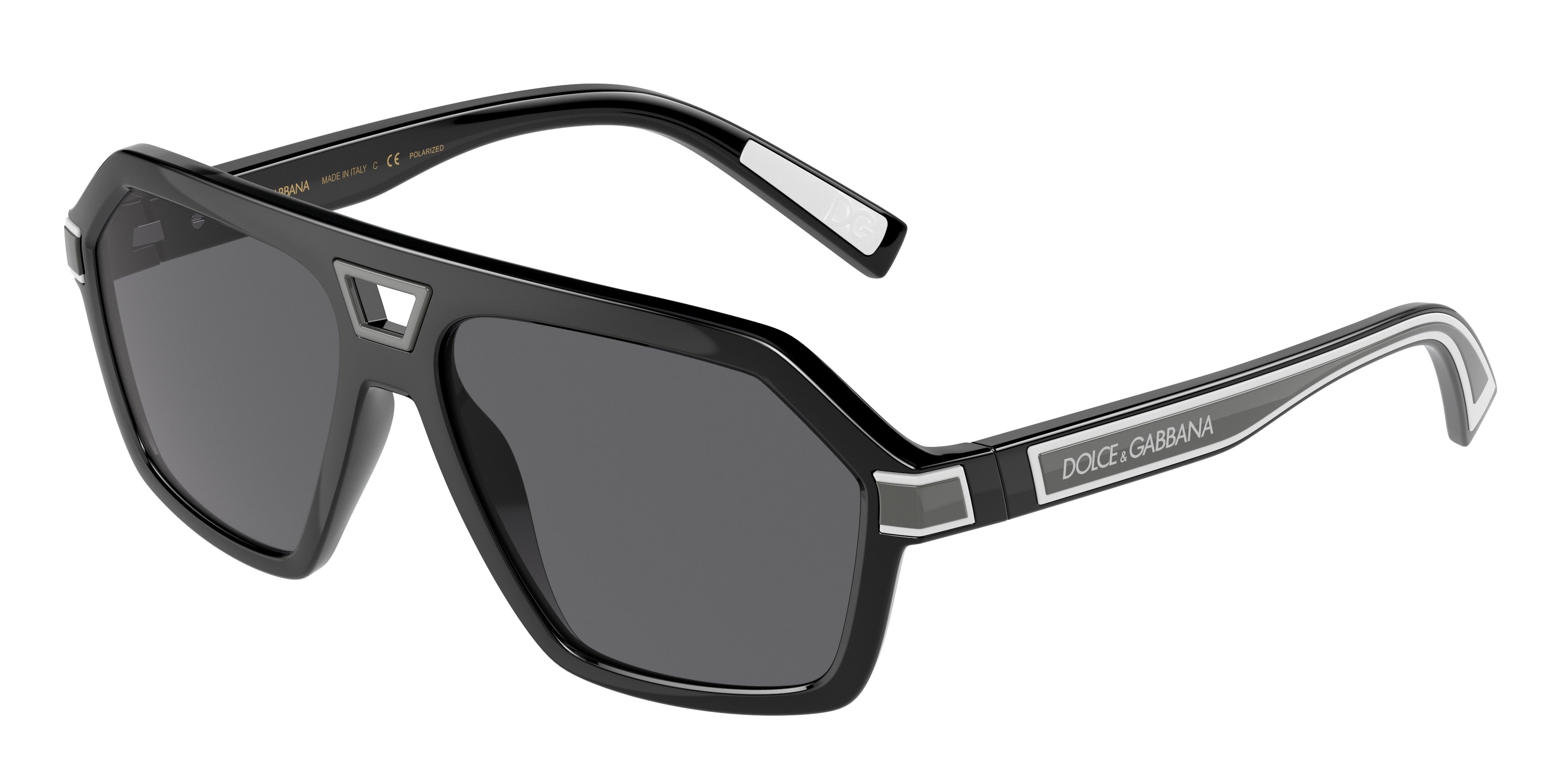 DOLCE & GABBANA DG6176 Pilot Sunglasses  501/81-Black 57-145-15 - Color Map Black