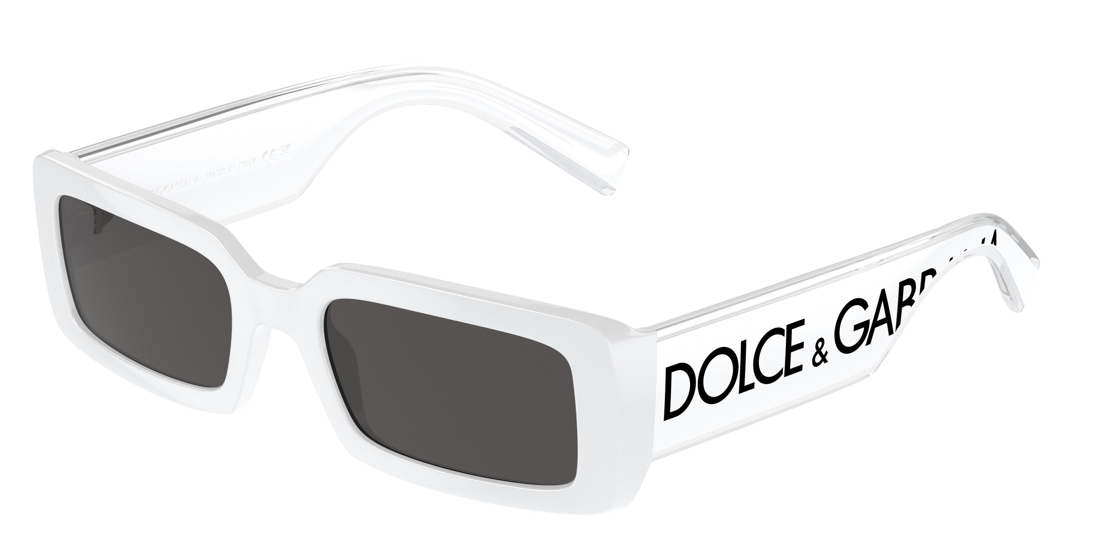 DOLCE & GABBANA DG6187 Rectangle Sunglasses  331287-White 53-145-20 - Color Map White