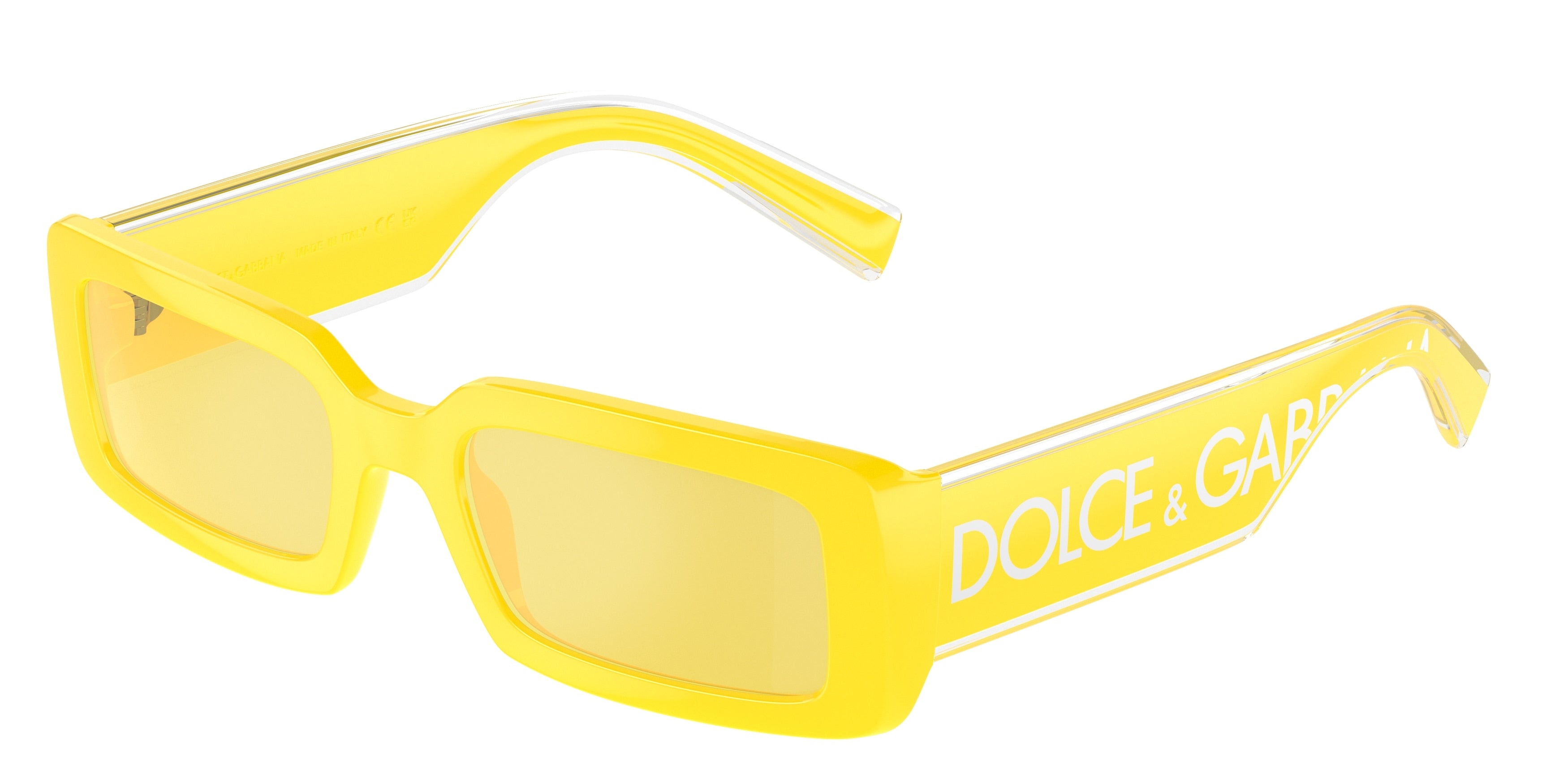 DOLCE & GABBANA DG6187 Rectangle Sunglasses  333485-Yellow 53-145-20 - Color Map Yellow