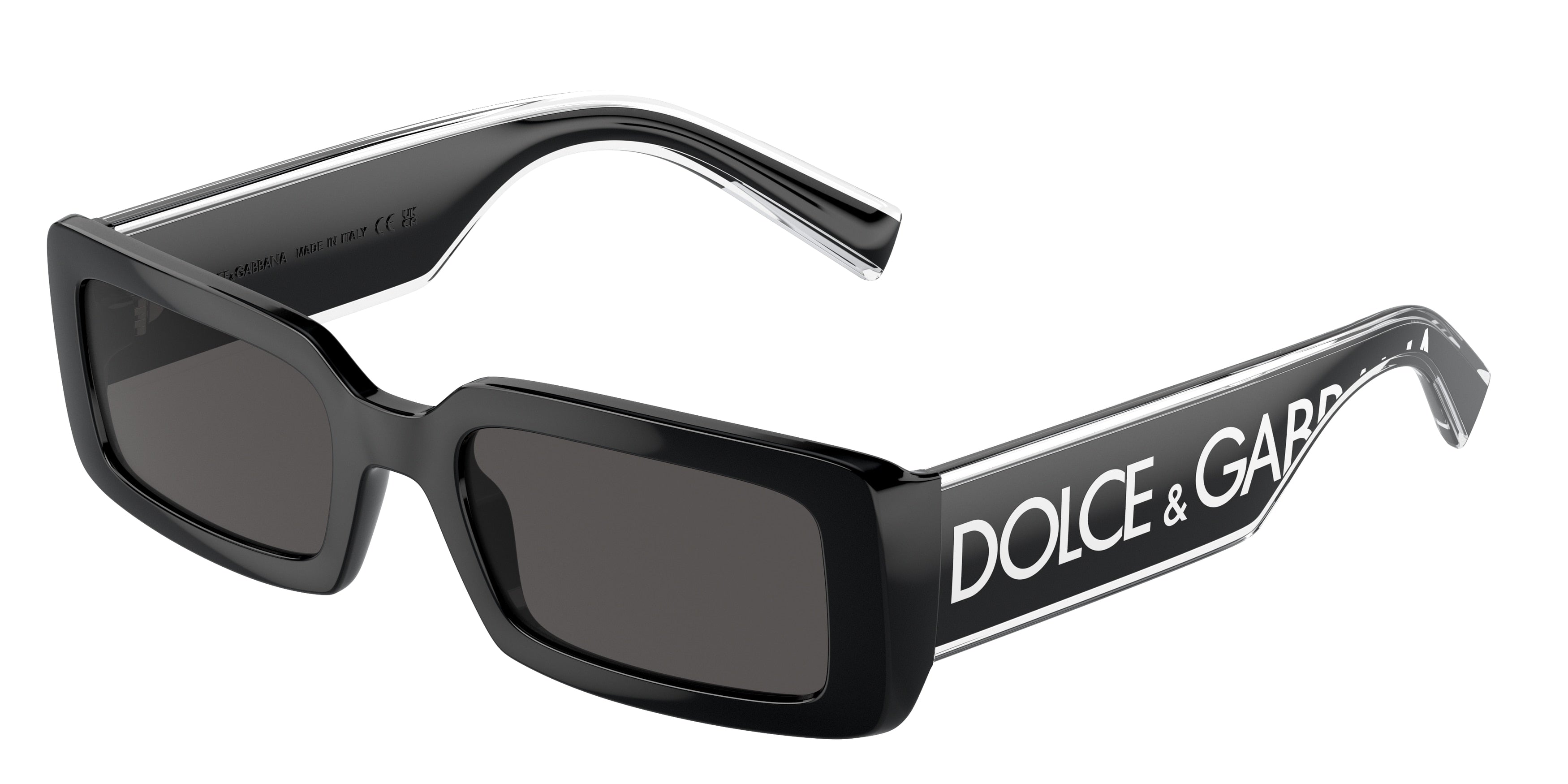 DOLCE & GABBANA DG6187 Rectangle Sunglasses  501/87-Black 53-145-20 - Color Map Black