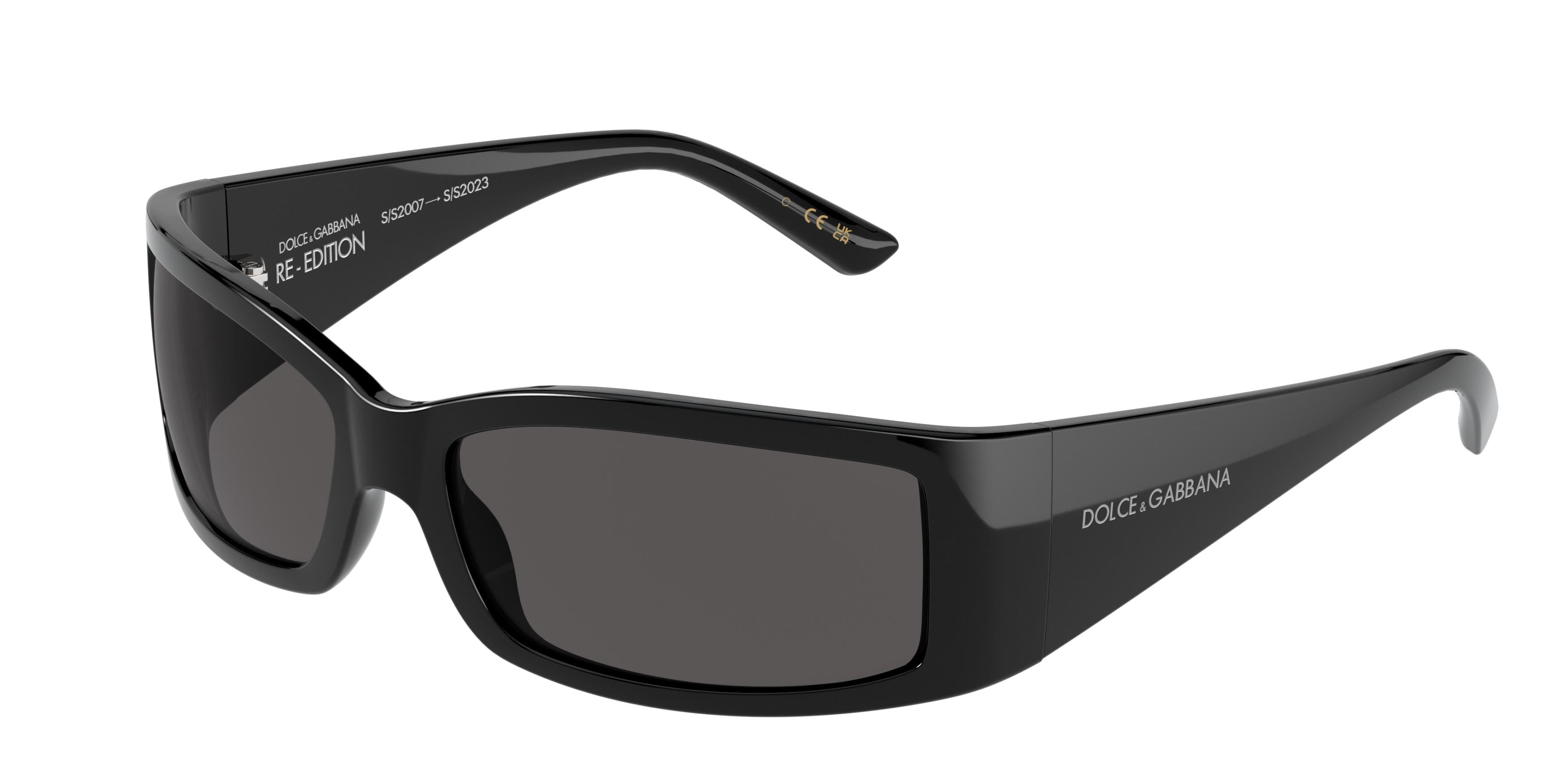 DOLCE & GABBANA DG6188 Rectangle Sunglasses  501/87-Black 61-125-17 - Color Map Black