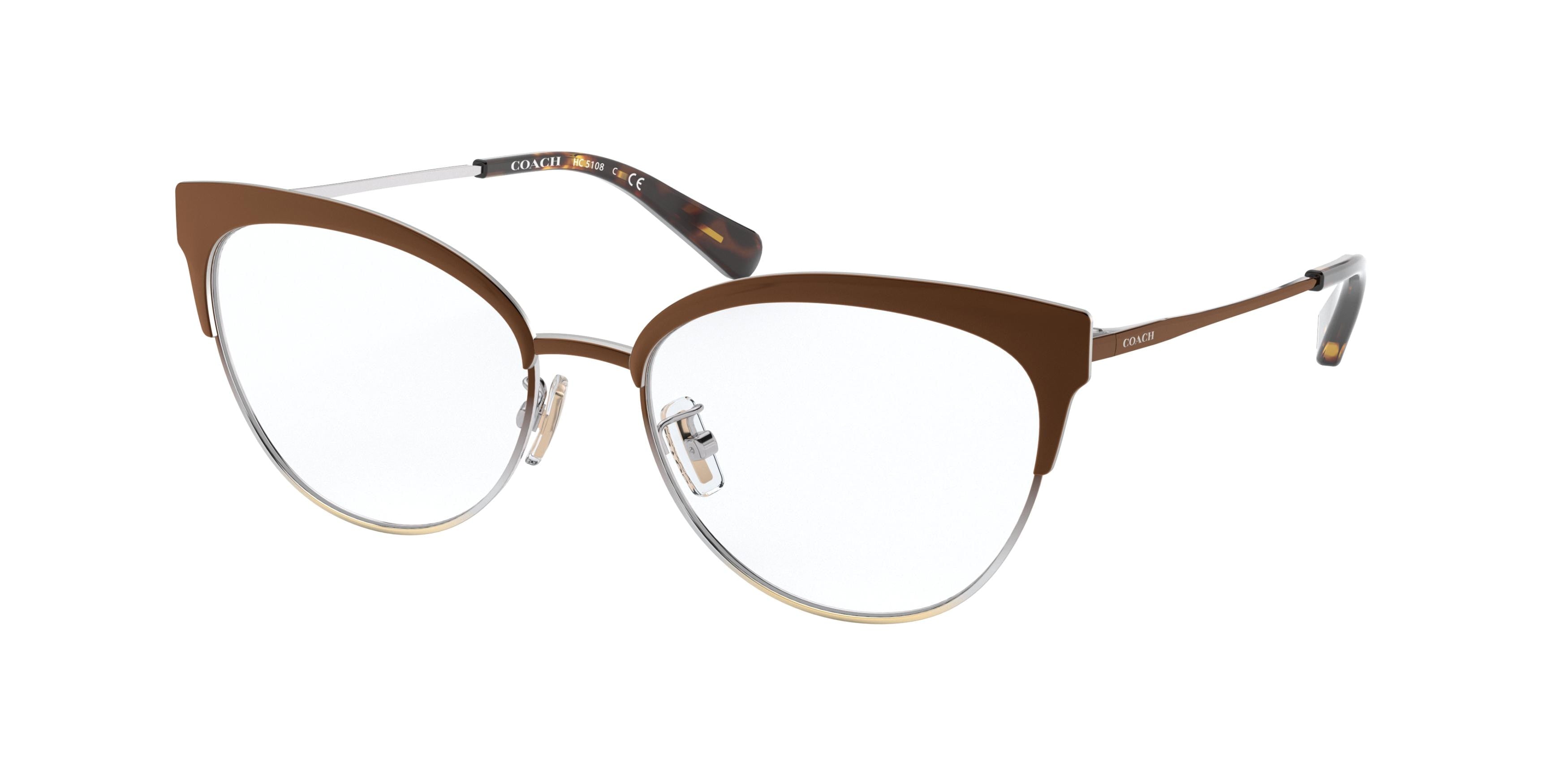 Coach HC5108 Cat Eye Eyeglasses  9339-Brown Silver Gold Gradient 54-140-17 - Color Map Brown