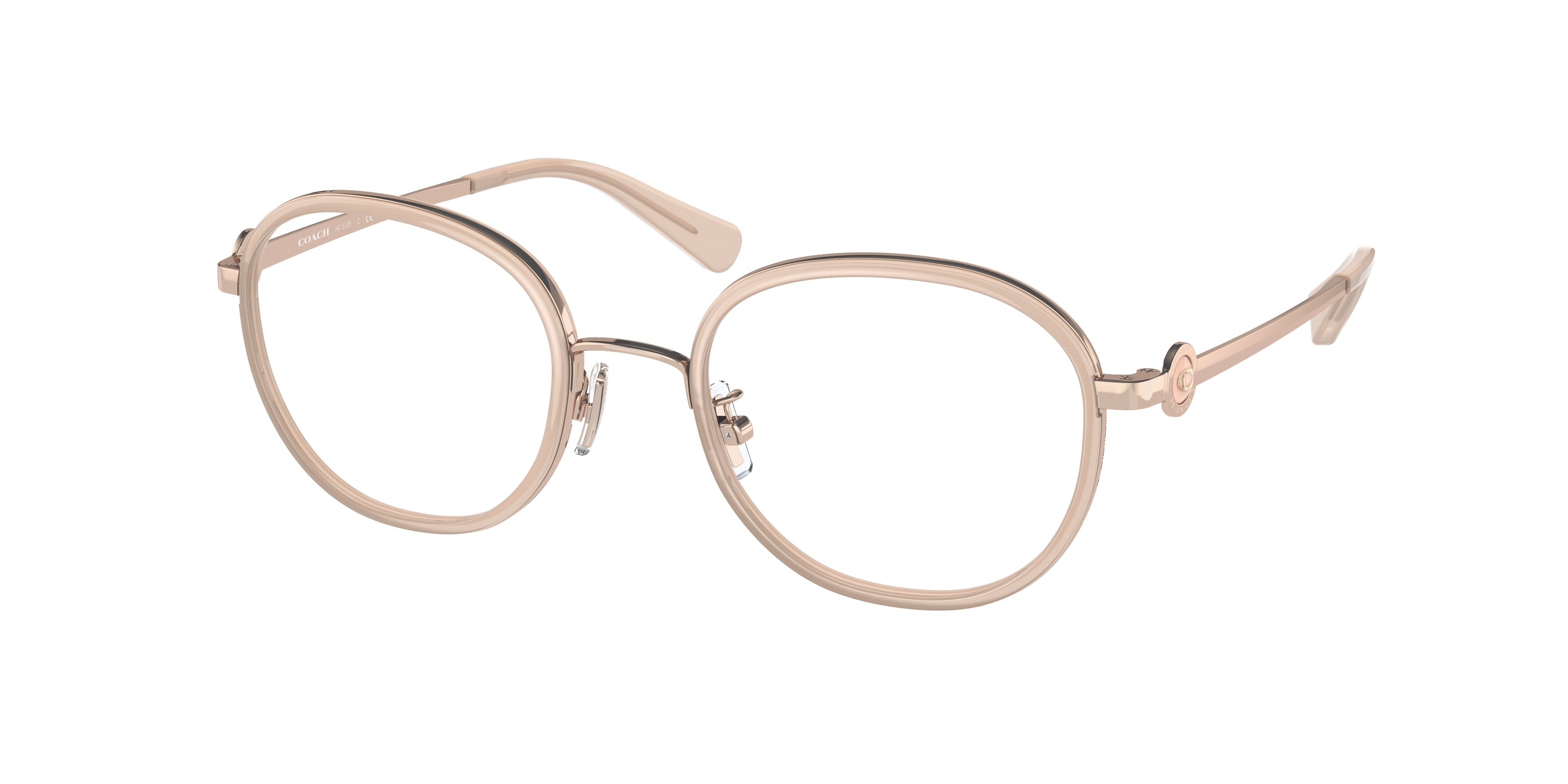Coach HC5129 Round Eyeglasses  5646-Milky Pink 51-140-20 - Color Map Pink