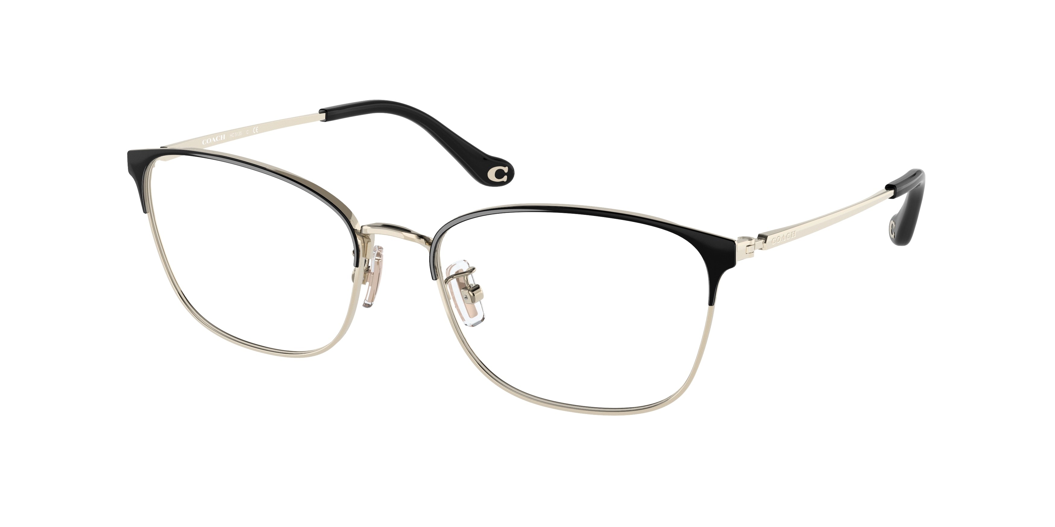 Coach HC5135 Rectangle Eyeglasses  9346SB-Black/Light Gold 55-140-17 - Color Map Black